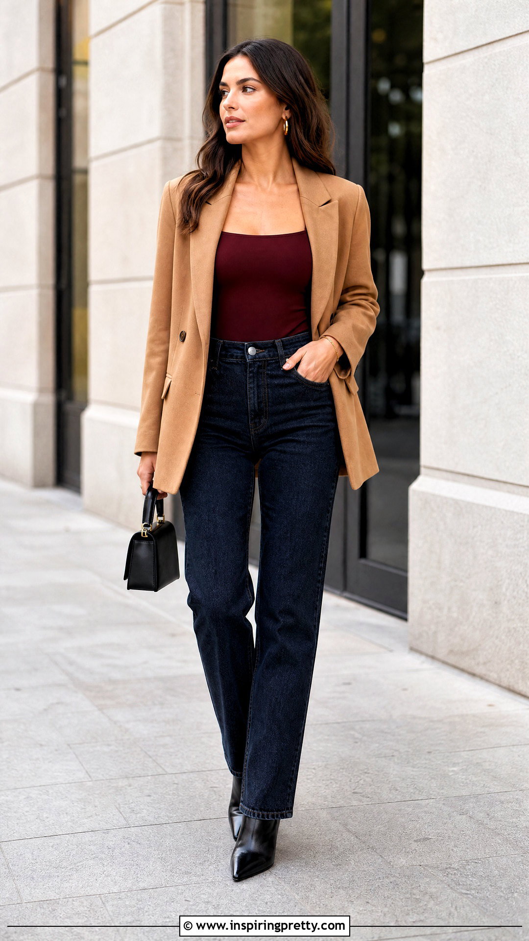 Maroon Bodysuit With High Waisted Jeans - 50 maroon top and jeans outfit ideas
