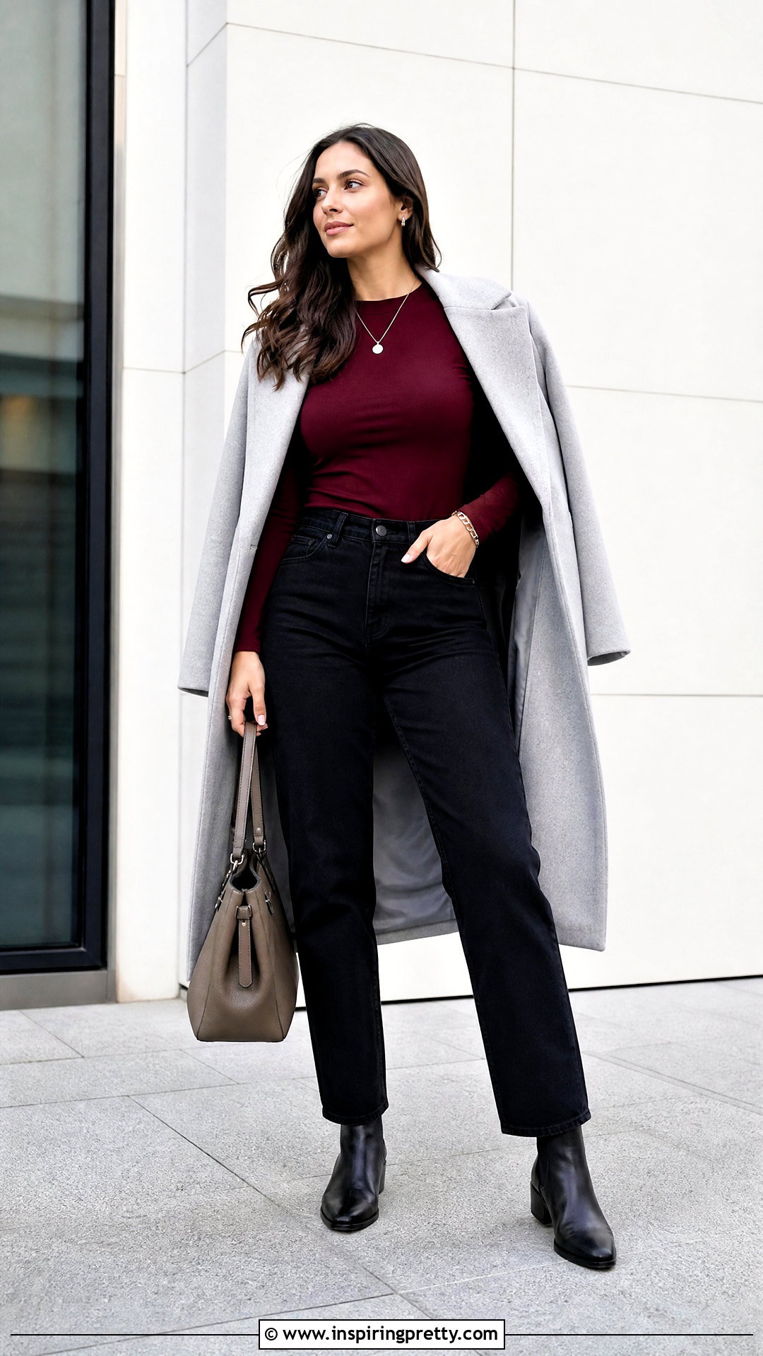 Maroon Long Sleeve Top With Black Jeans - 50 maroon top and jeans outfit ideas