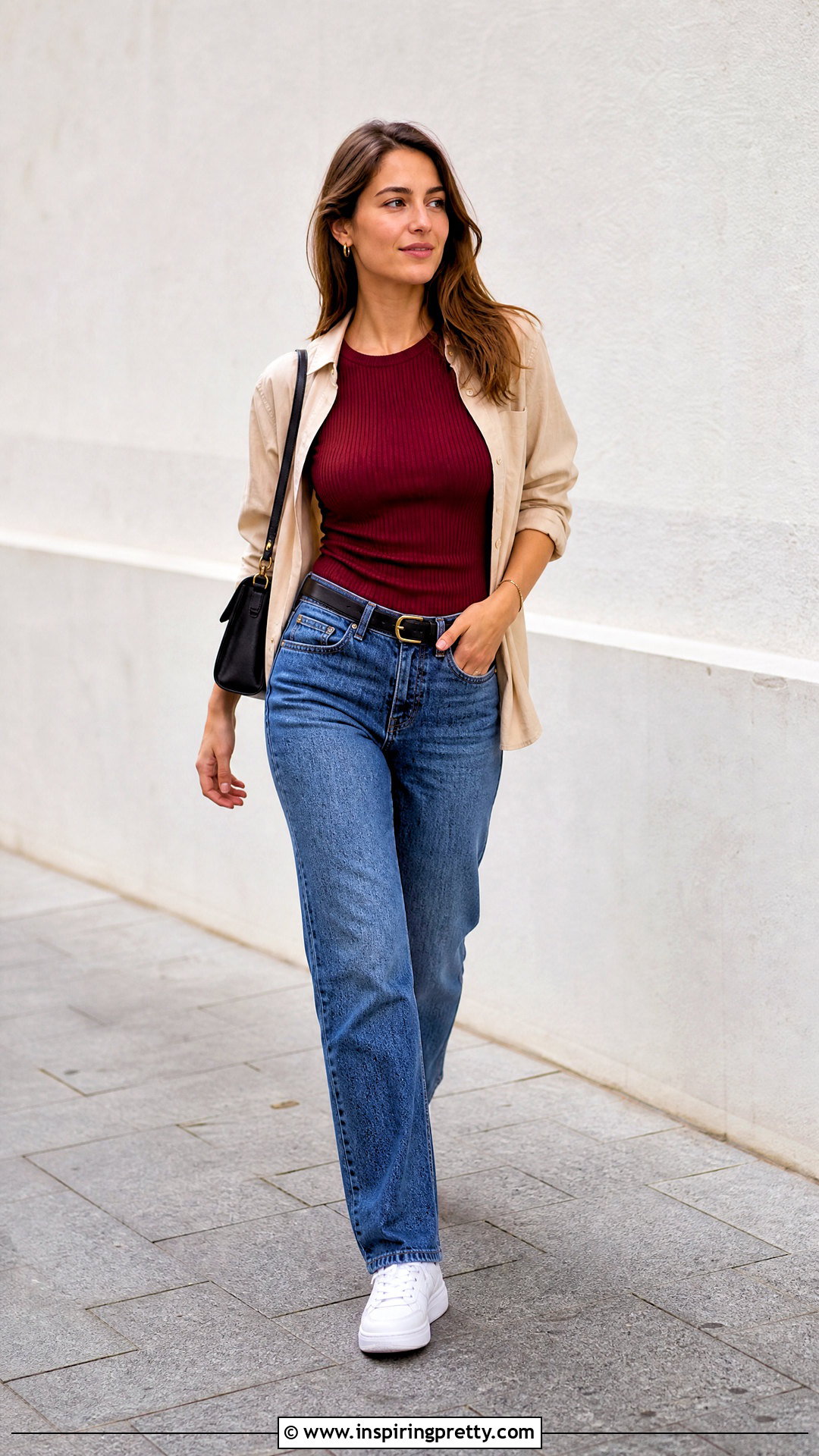 Maroon Ribbed Top With Blue Jeans - 50 maroon top and jeans outfit ideas