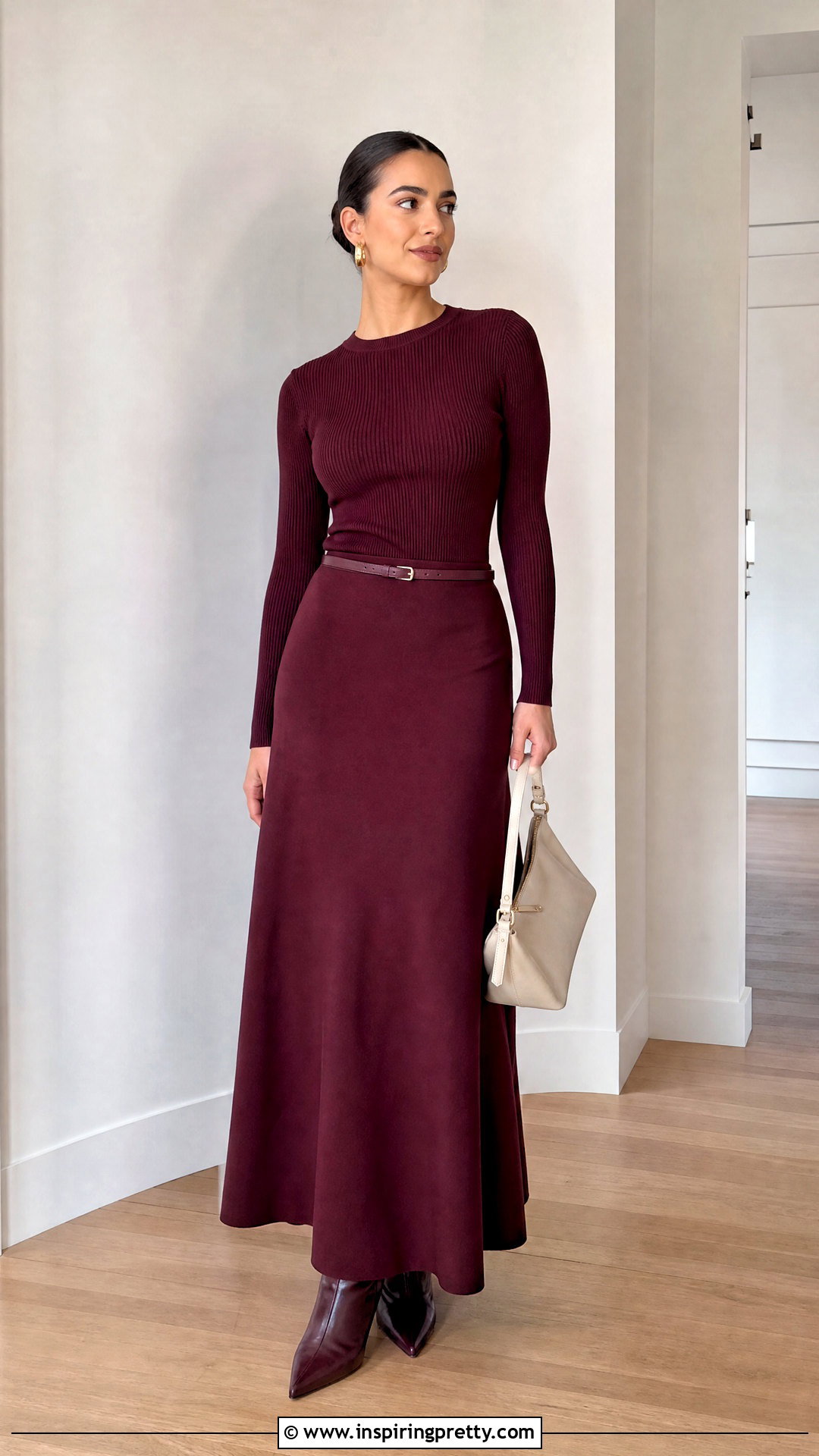 Maroon Top With Matching Maxi Skirt - 50 maroon top outfit ideas