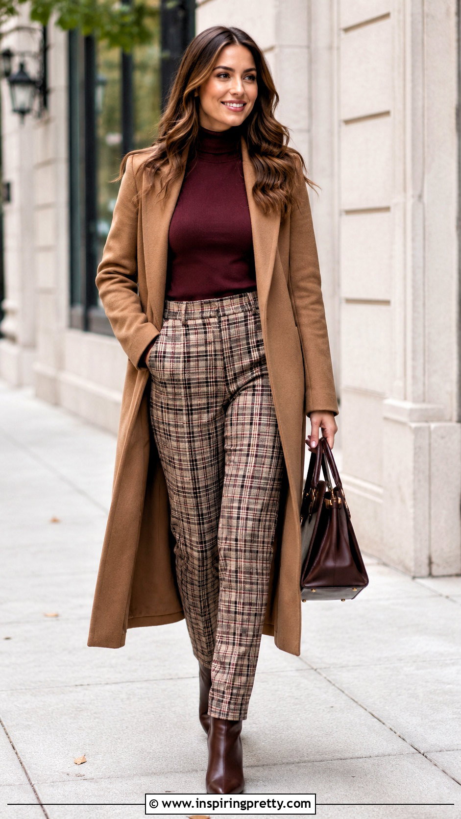 Maroon Top With Plaid Pants - 20 maroon top outfit ideas