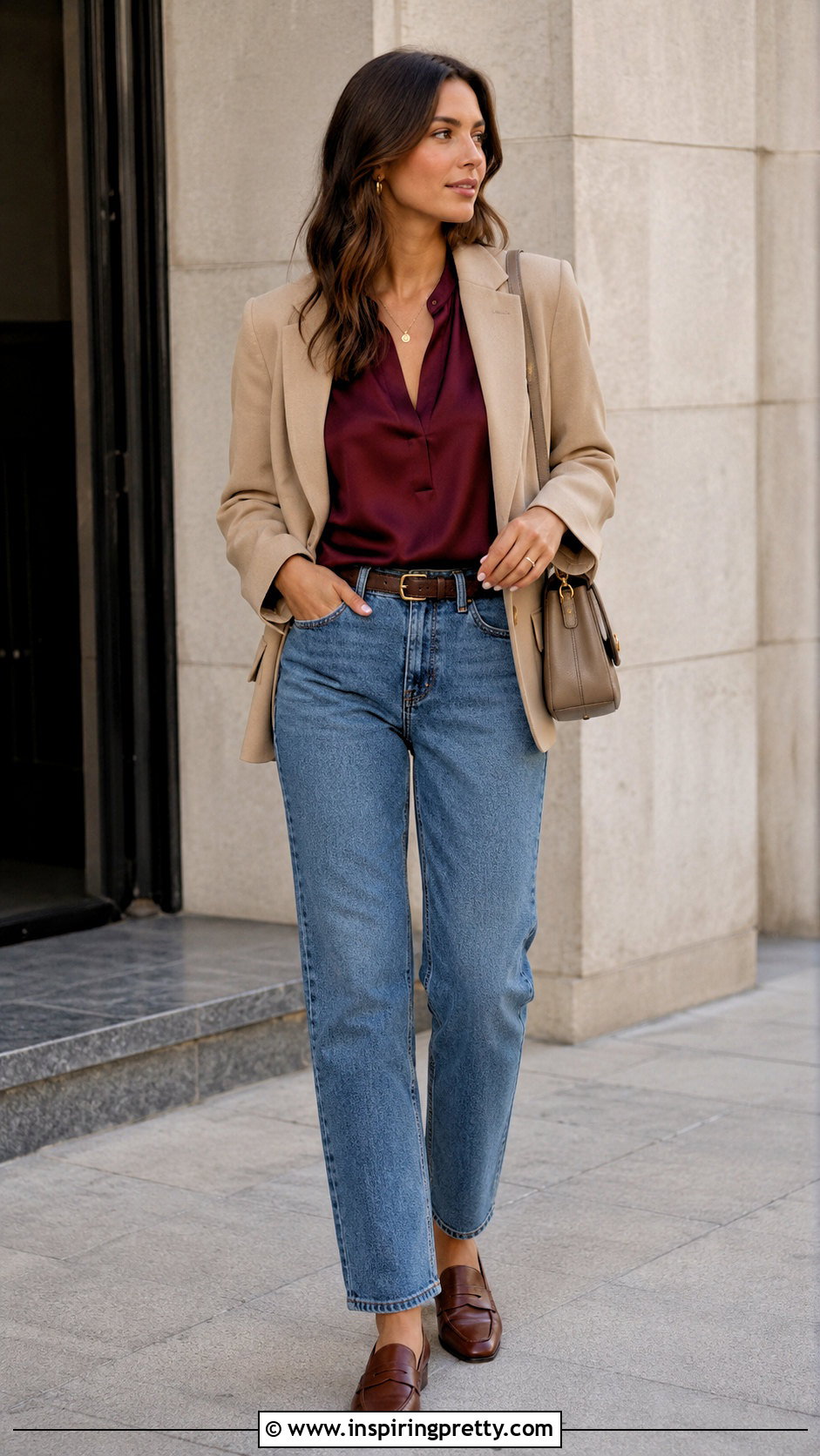 Maroon Top With Straight Leg Jeans - 20 maroon top outfit ideas