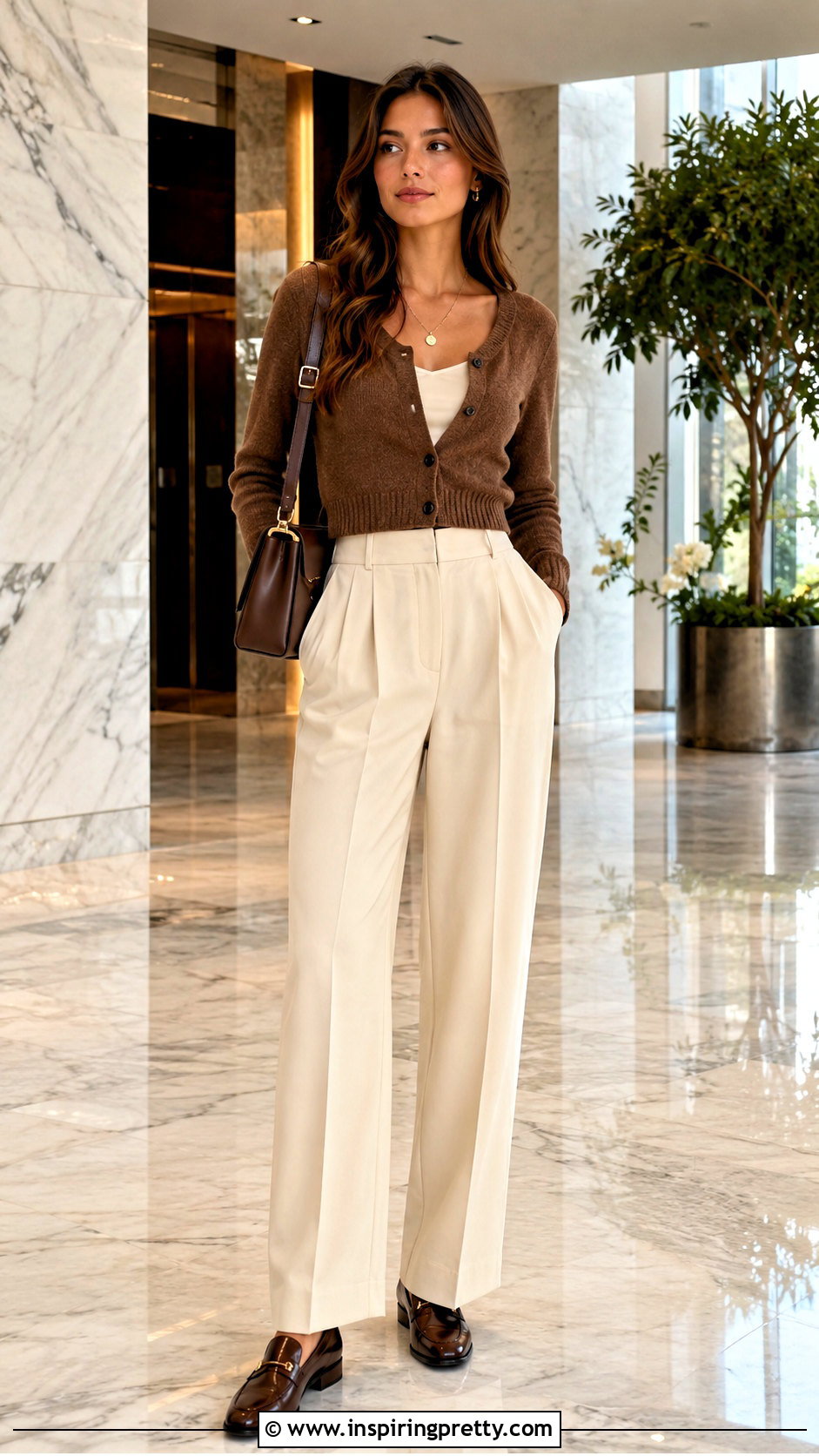Marshalls Cropped Cardigan With High Rise Trousers - 20 marshalls tops outfit ideas
