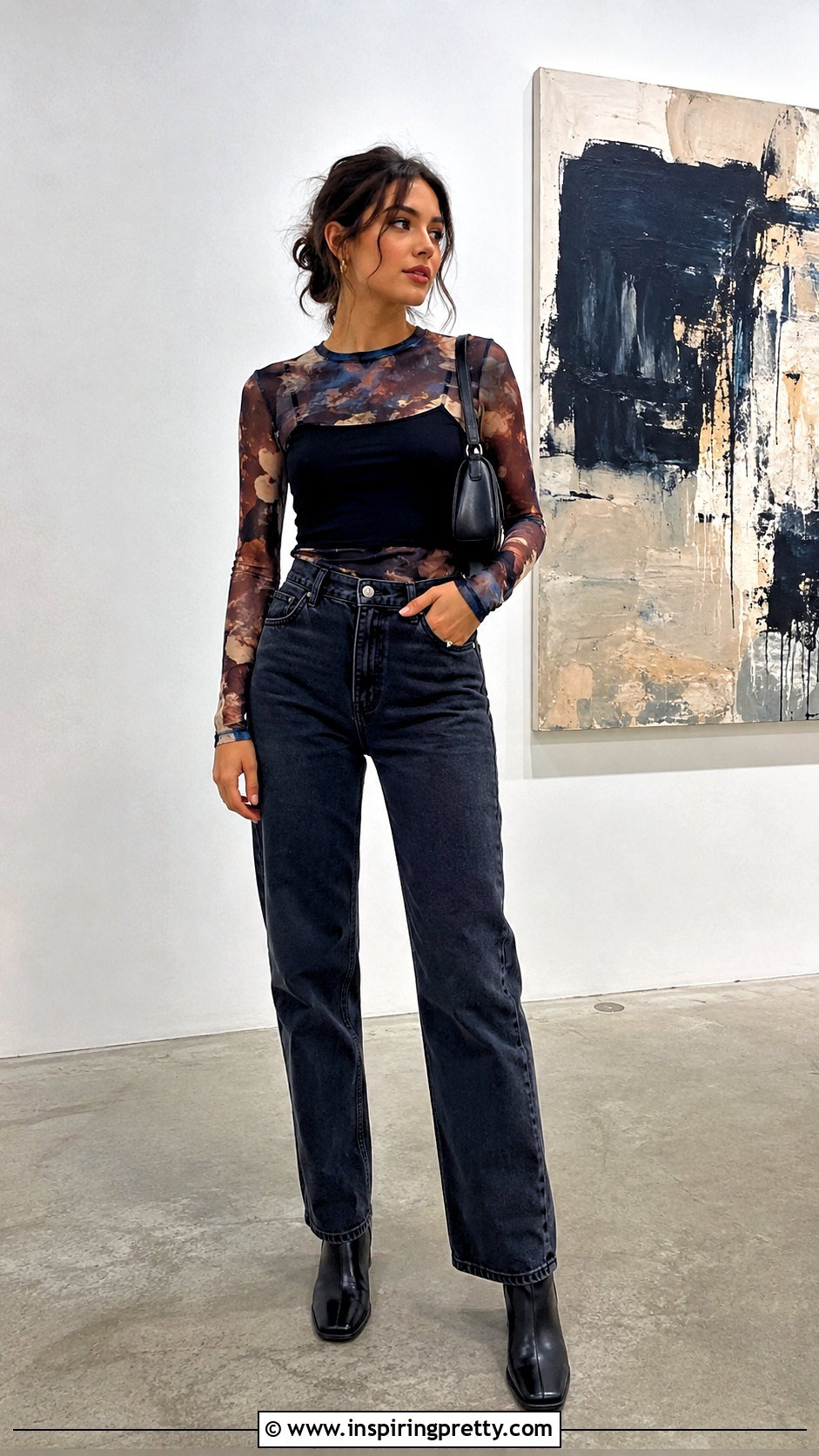 Marshalls Mesh Top With High Waisted Jeans - 20 marshalls tops outfit ideas