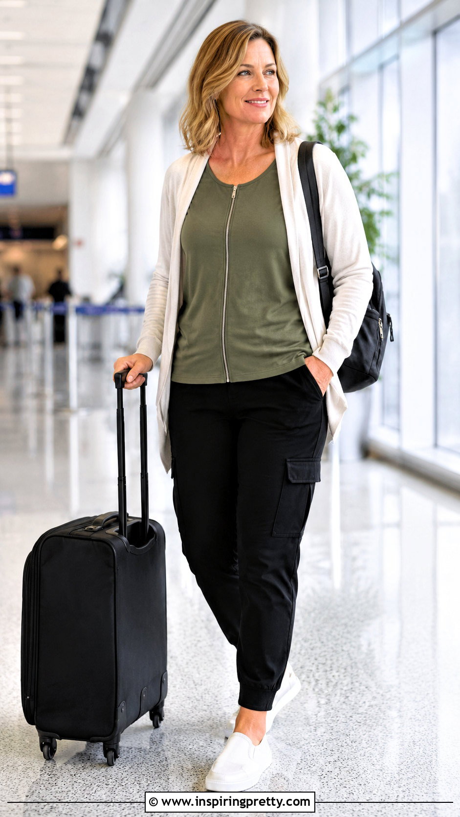Mastectomy Travel Top With Cargo Pants - 20 Mastectomy Tops outfit ideas