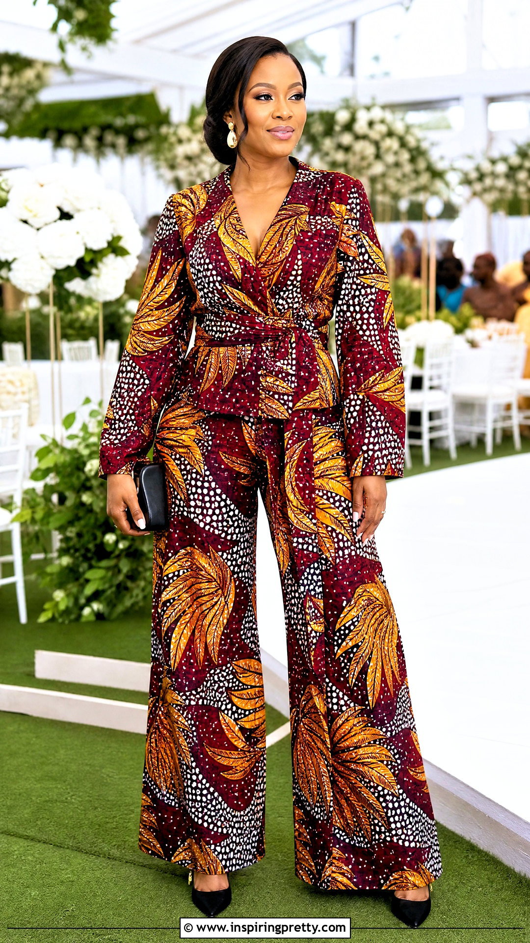 Matching Ankara Palazzo Trousers And Wrap Blouse - 50 ankara palazzo trouser and top outfit ideas