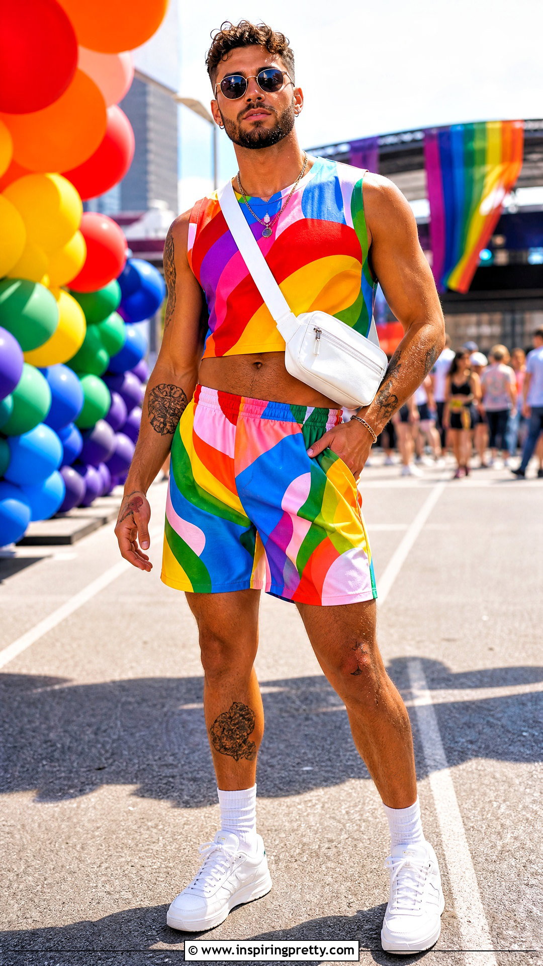 Matching Pride Crop Top And Shorts Set - 20 pride crop top men outfit ideas