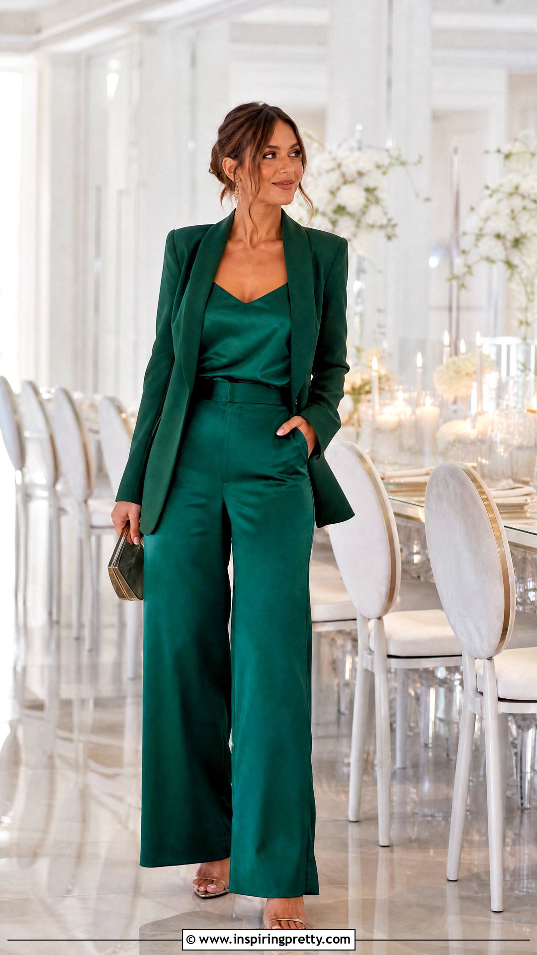 Matching Satin Top And Pants Set - 50 Satin Top Designs