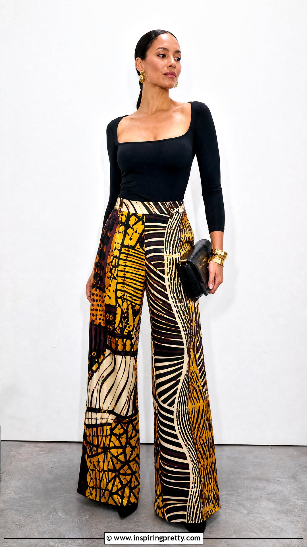 Material Trouser And Black Fitted Top - 50 material trouser and top for ladies