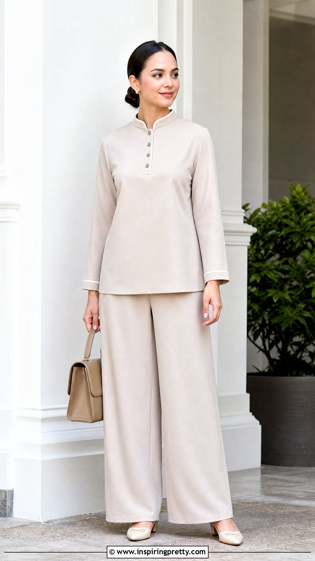 Material Trouser And Mandarin Collar Top - 50 material trouser and top for ladies