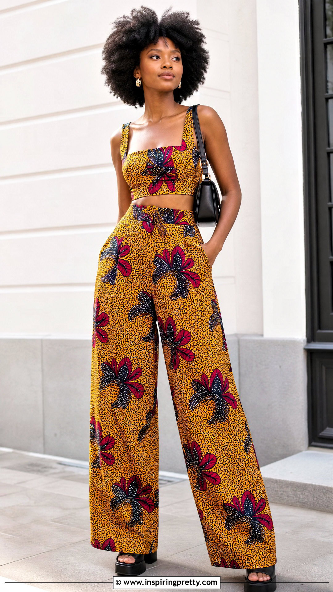 Material Wide Leg Trouser And Crop Top - 50 material trouser and top for ladies