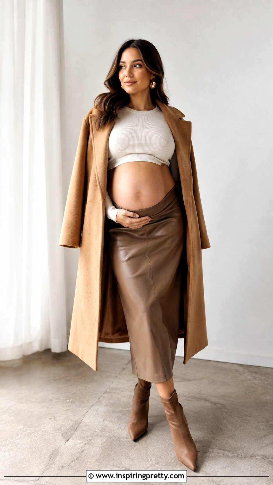 Maternity Crop Top And Faux Leather Skirt Photoshoot - 25 maternity crop top photoshoot ideas