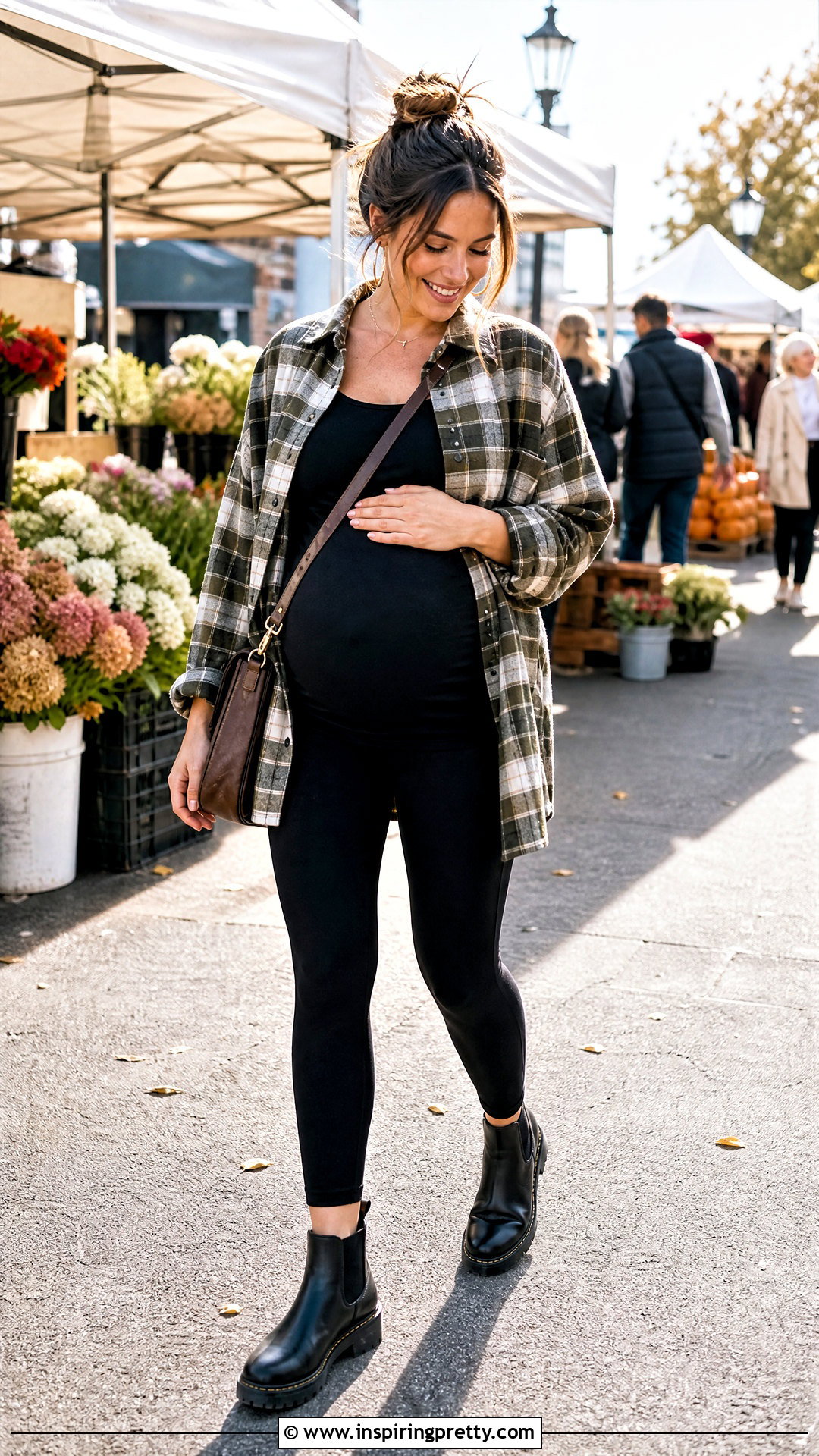 Maternity Flannel Shirt With Leggings And Boots - 20 maternity tops with leggings