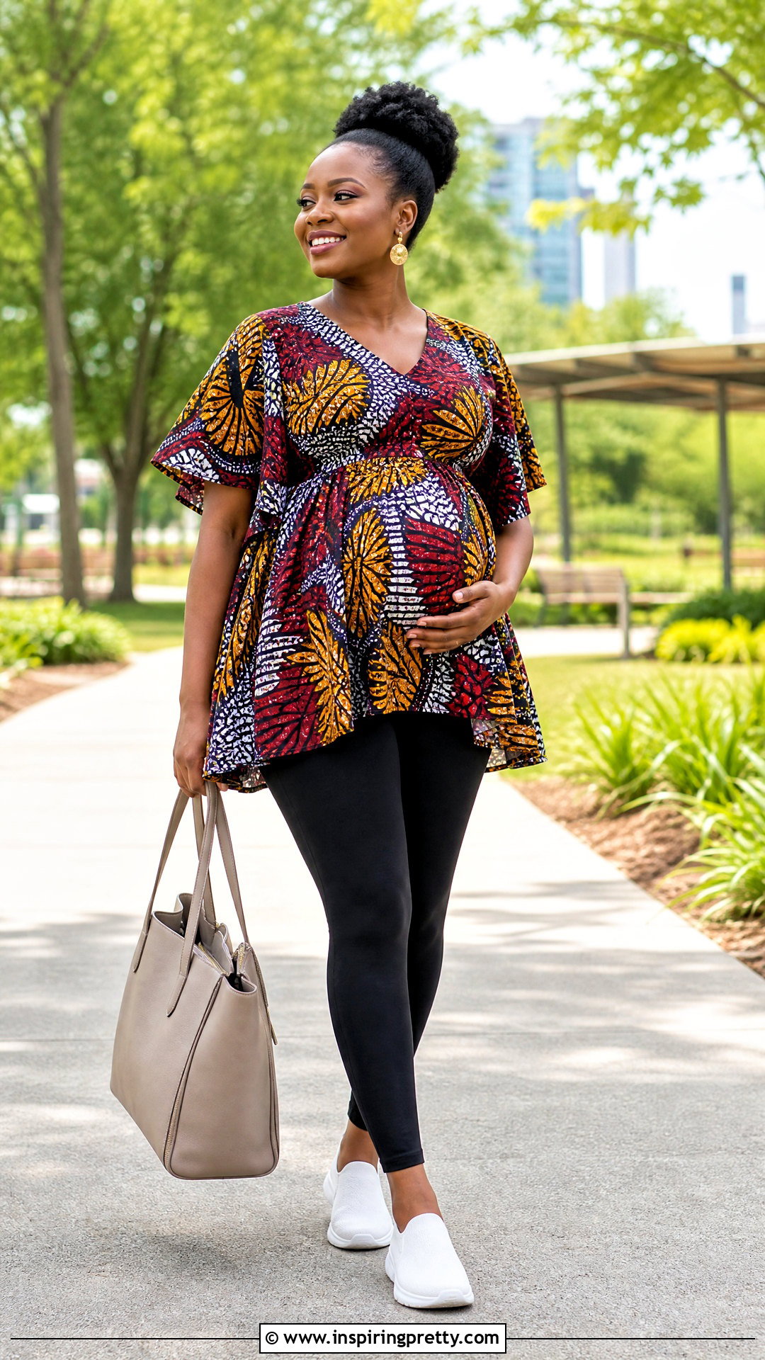 Maternity Kitenge Empire Top With Leggings - 50 kitenge tops outfit ideas
