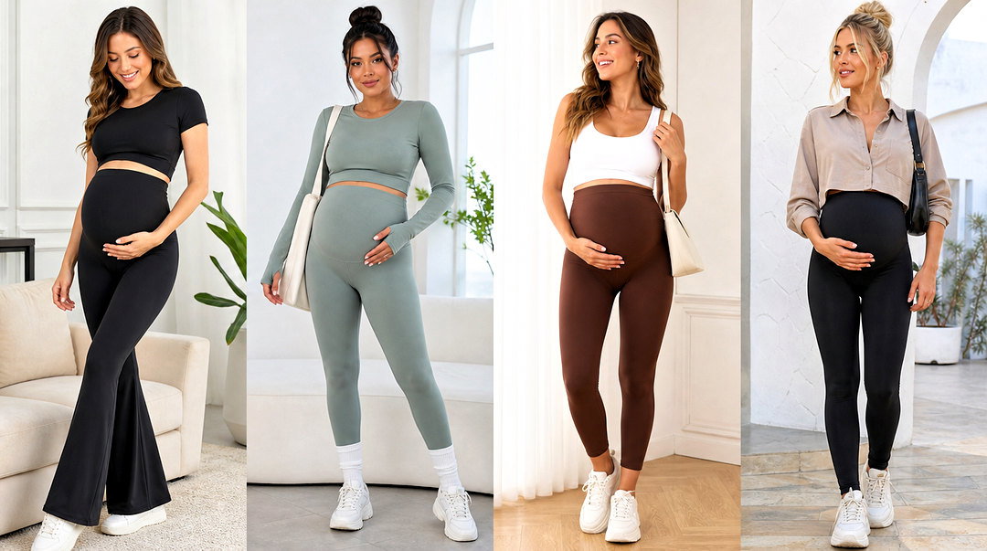 25 Maternity Leggings Crop Top Outfit Ideas for Moms-to-Be