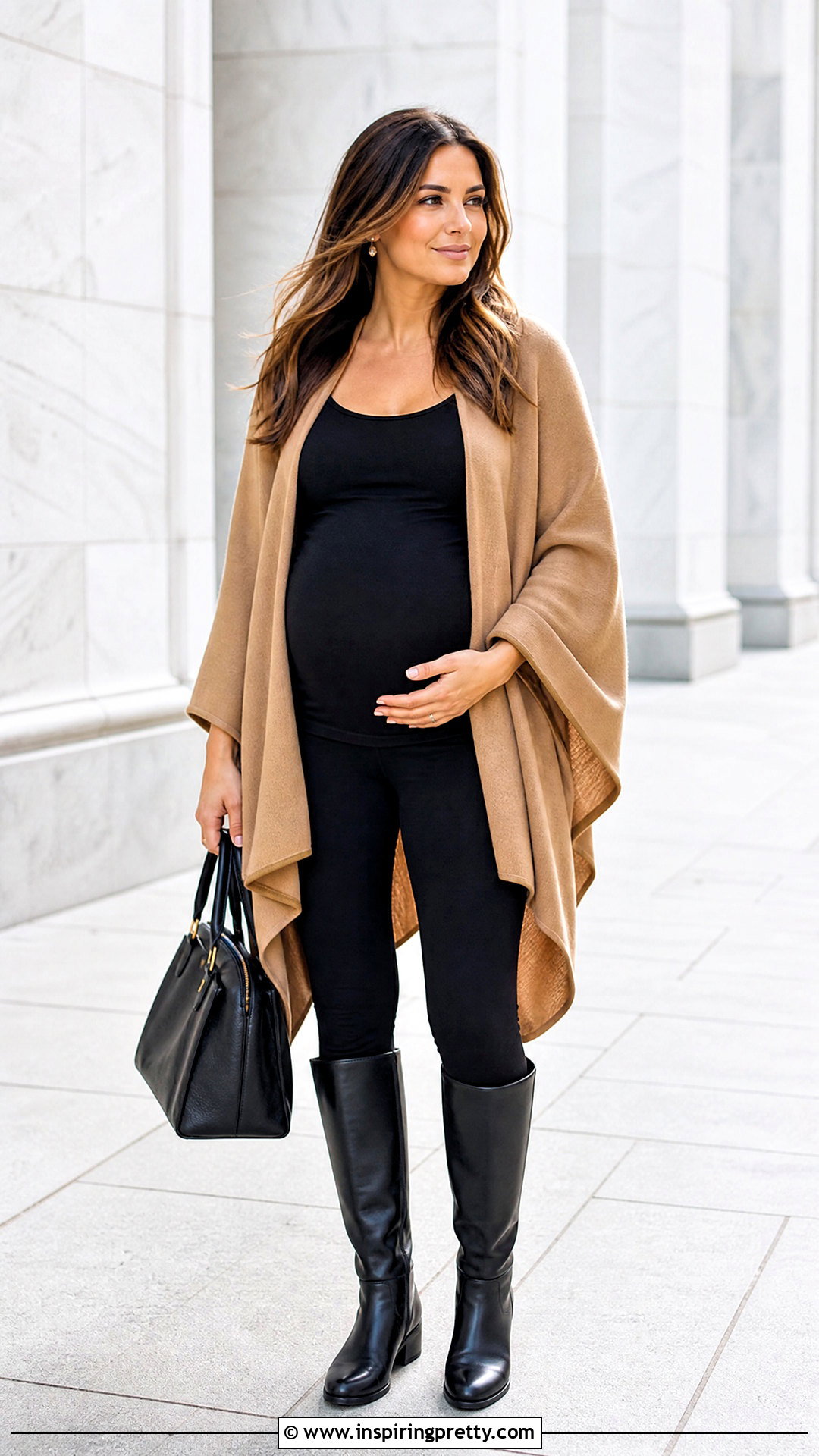 Maternity Poncho Top With Leggings And Flat Boots - 20 maternity tops with leggings