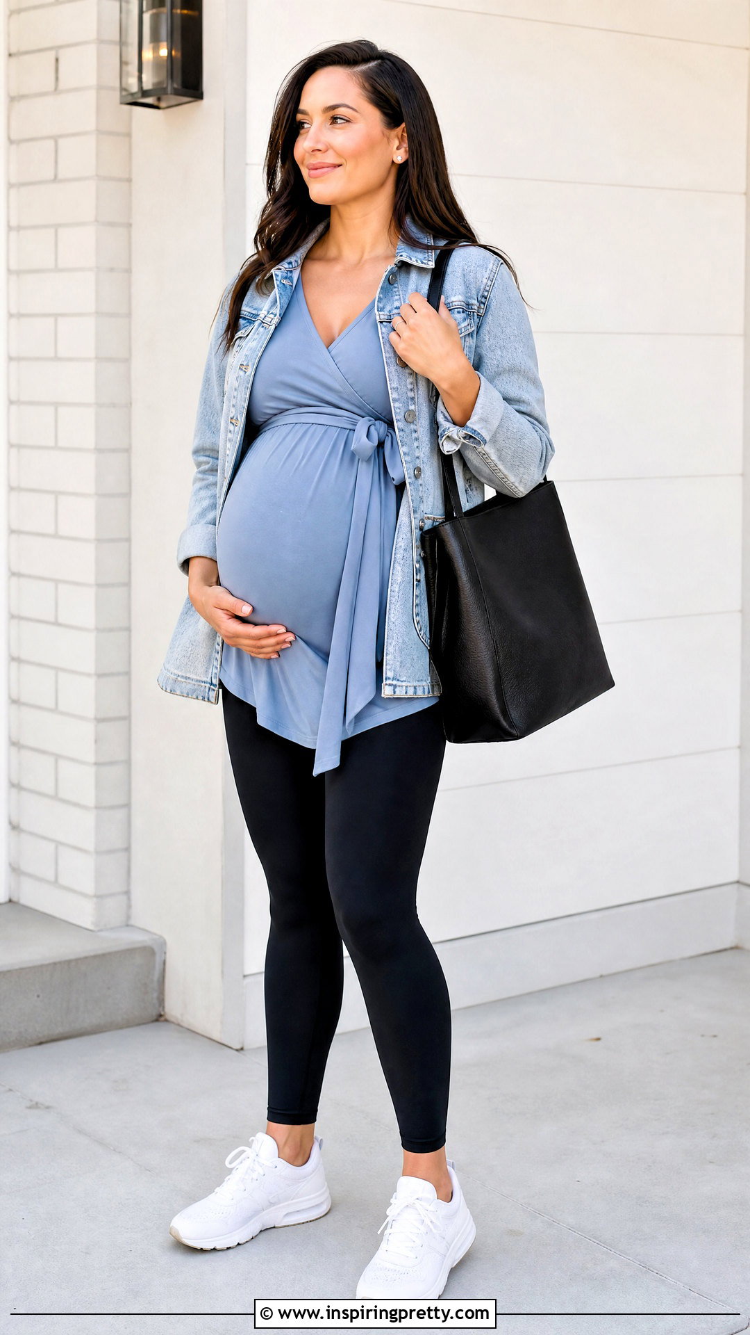 Maternity Wrap Top With Black Leggings - 25 Maternity Wrap Top outfit ideas