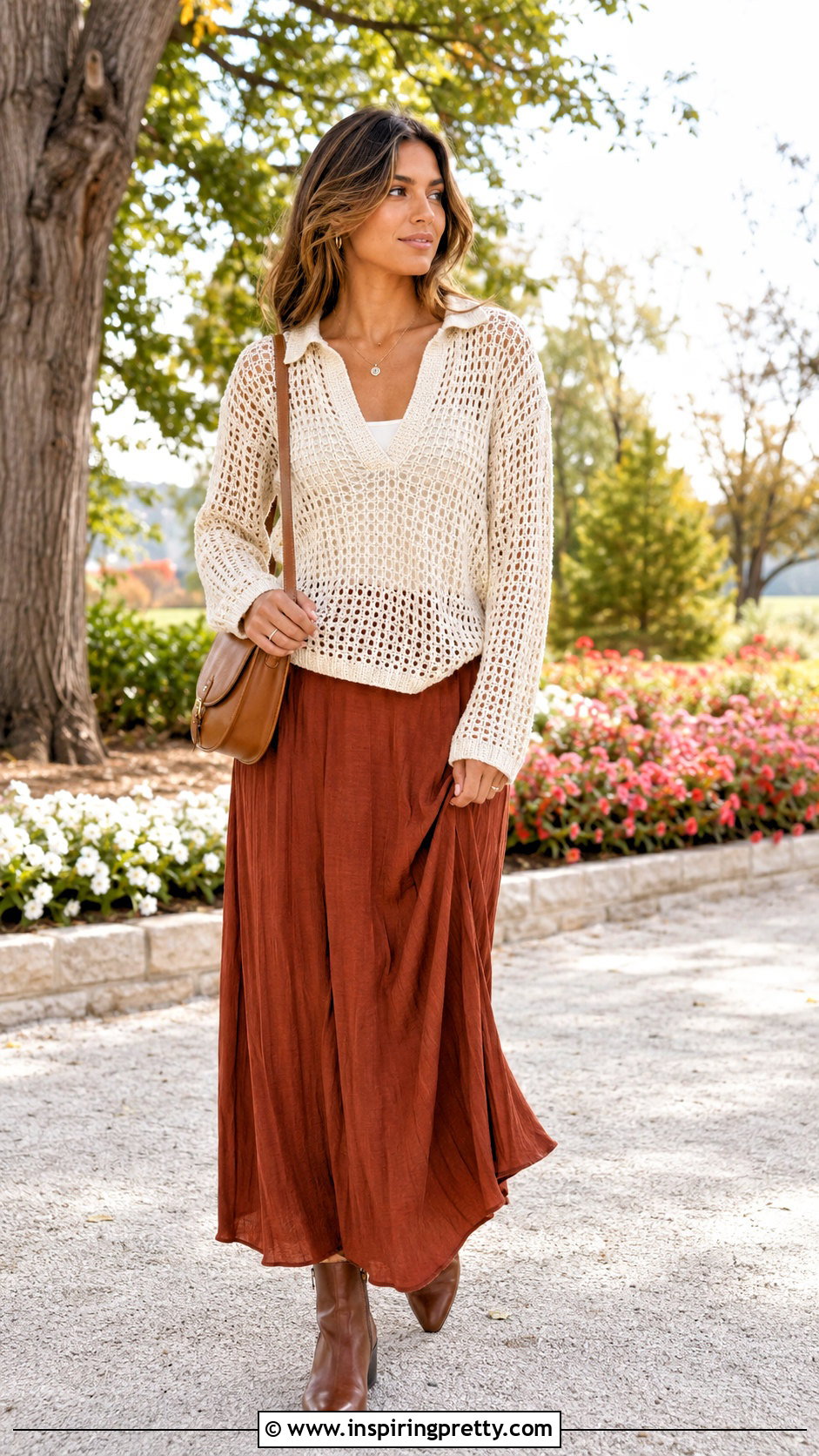 Matty M Open Stitch Sweater With Maxi Skirt - 20 matty m tops outfit ideas