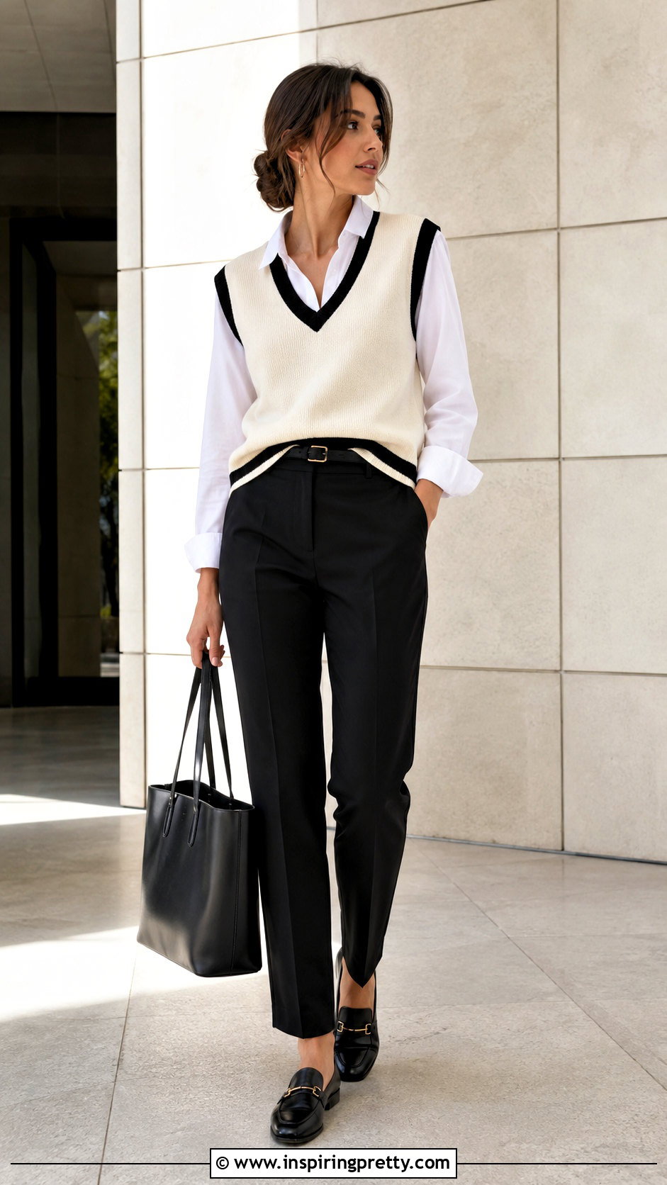 Matty M Sweater Vest With Tailored Trousers - 20 matty m tops outfit ideas