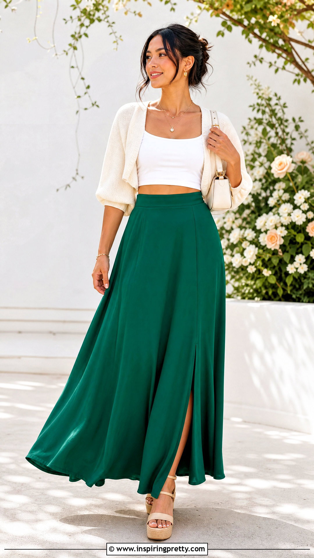 Maxi Skirt Crop Top Outfit - 20 Petite Crop Tops outfit ideas