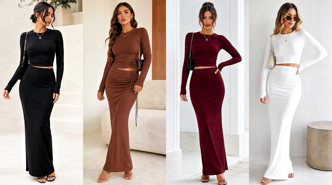 20 Maxi Skirt and Long Sleeve Top Sets for Polished Looks