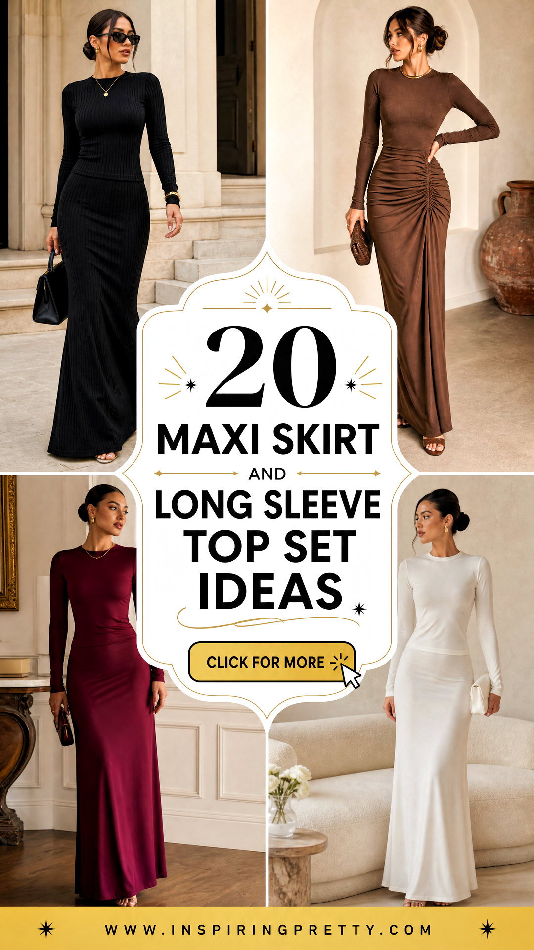 20 Maxi Skirt and Long Sleeve Top Sets for Polished Looks - 20 Maxi Skirt and Long Sleeve Top Sets for Polished Looks