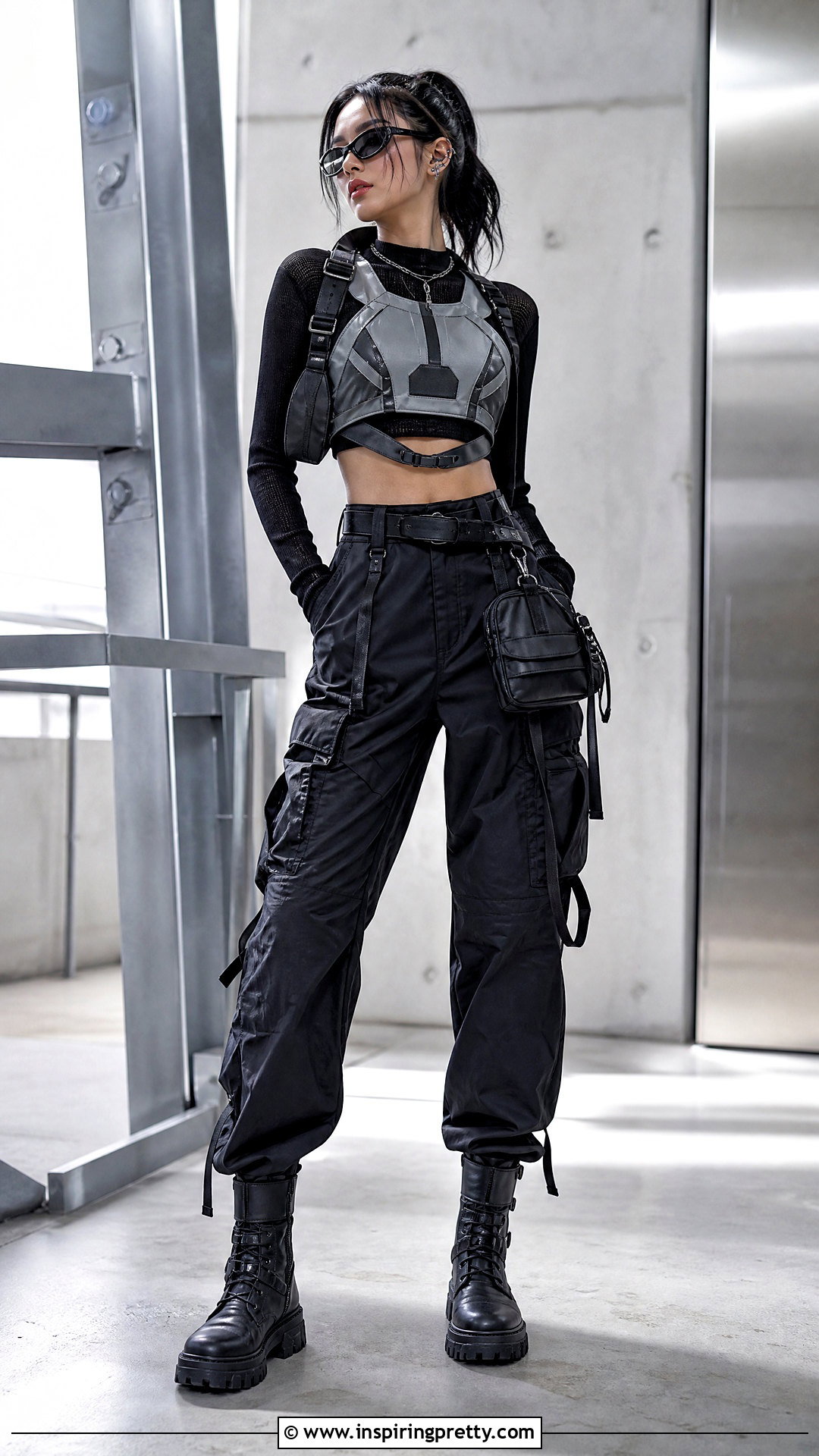 Mecha Crop Top Over A Mesh Top - 20 Mecha Crop Top outfit ideas