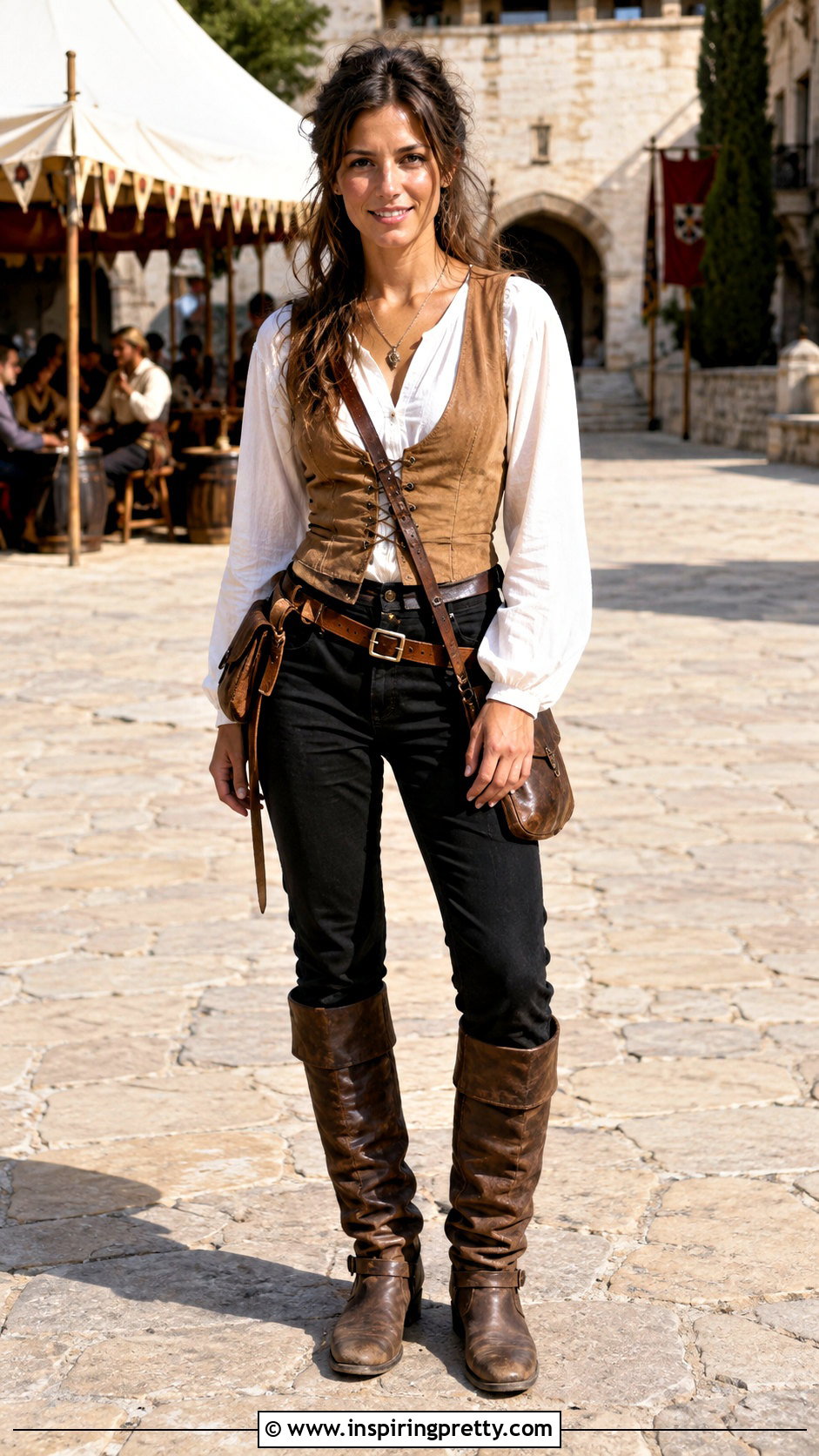Medieval Bard Top With Suede Vest - 25 Medieval Style Tops outfit ideas