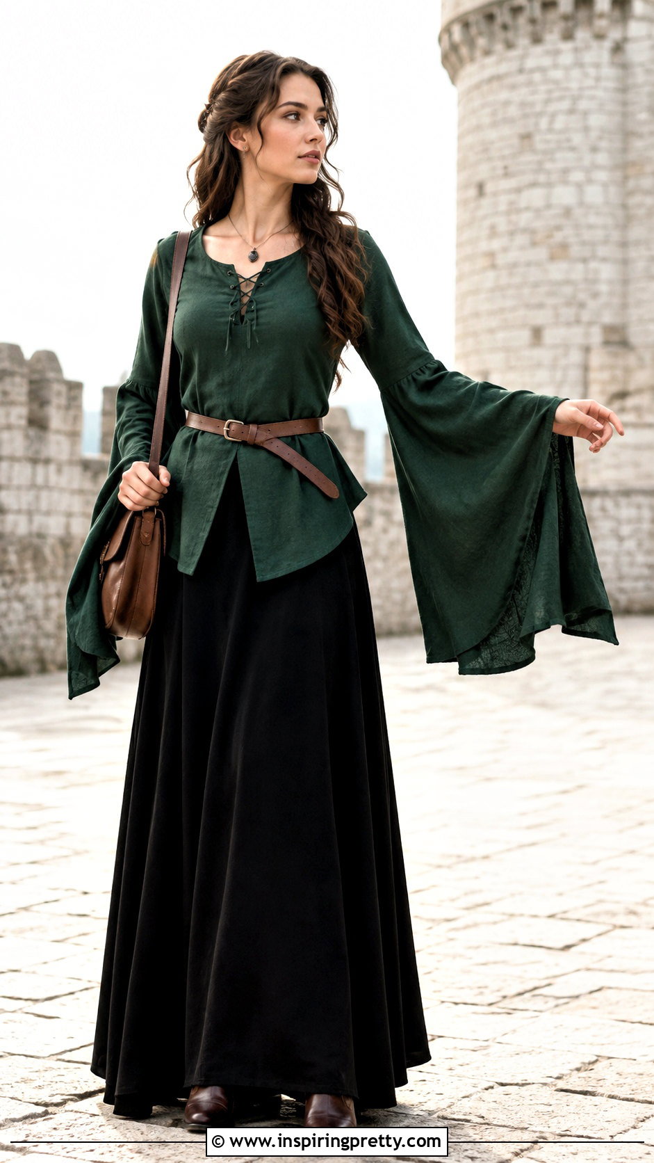 Medieval Bell Sleeve Top With Long Skirt - 25 Medieval Style Tops outfit ideas