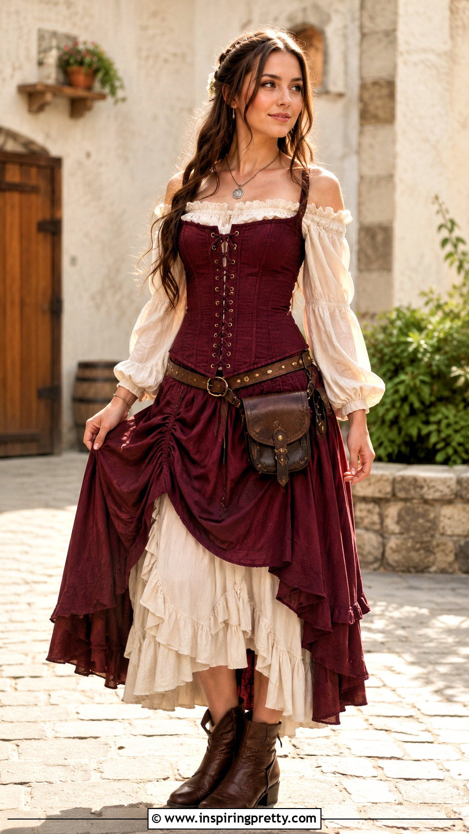 Medieval Corset Top With Tiered Skirt - 25 Medieval Style Tops outfit ideas