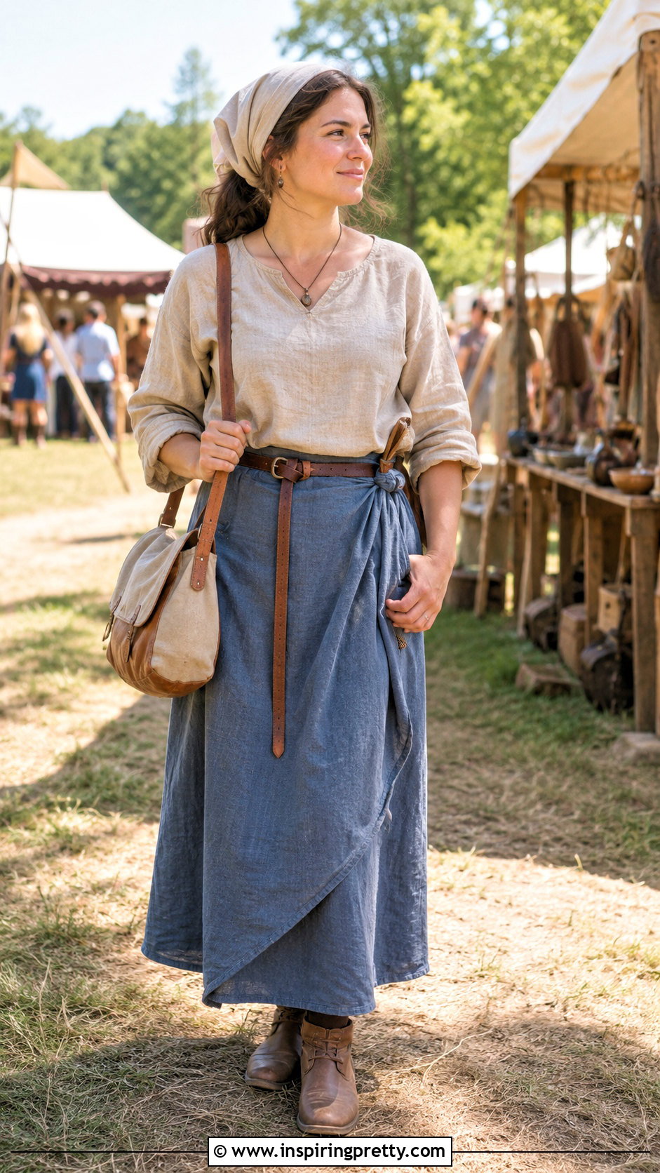 Medieval Linen Top With Wrap Skirt - 25 Medieval Style Tops outfit ideas