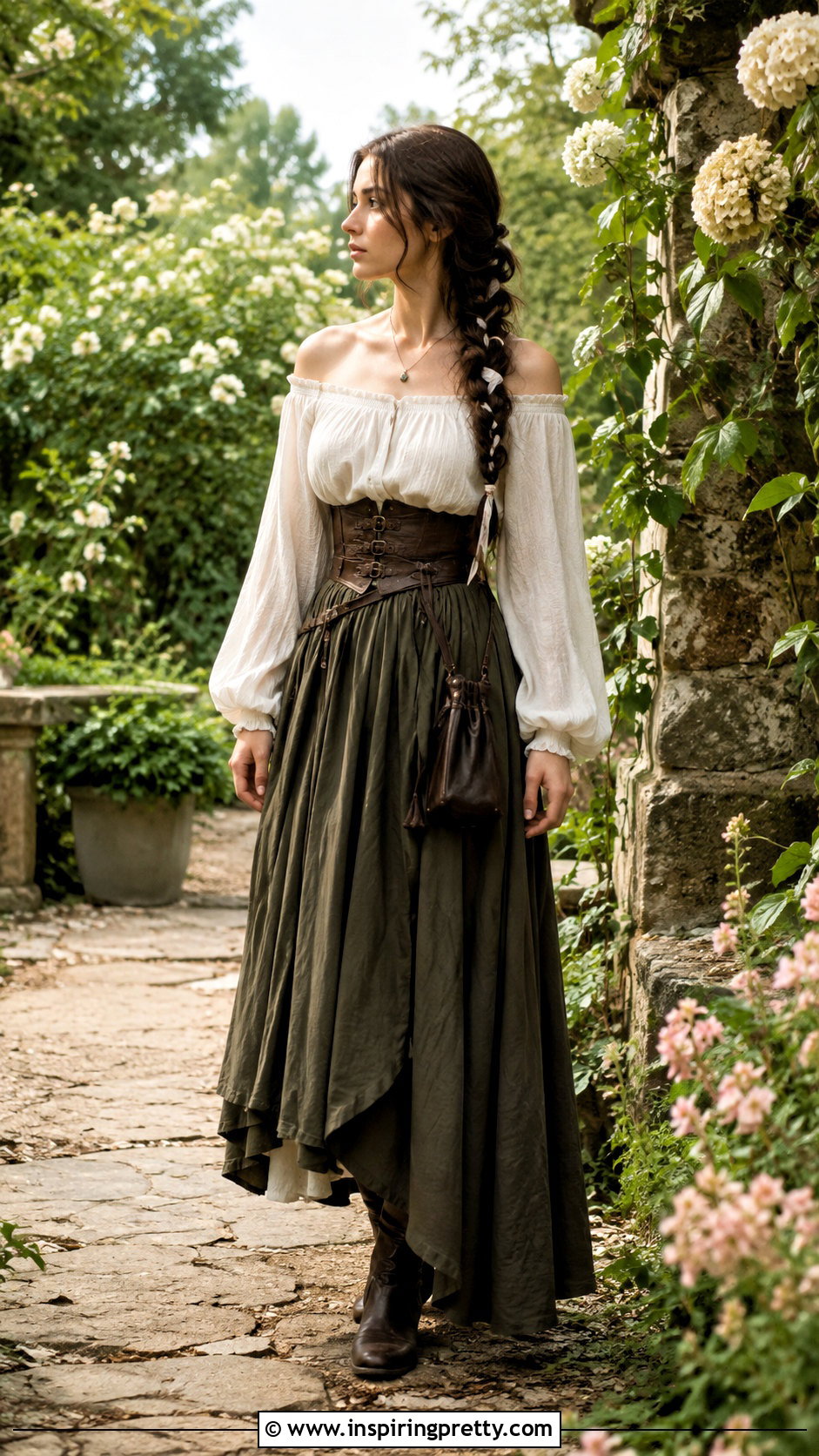 Medieval Off Shoulder Top With Corset Belt - 25 Medieval Style Tops outfit ideas