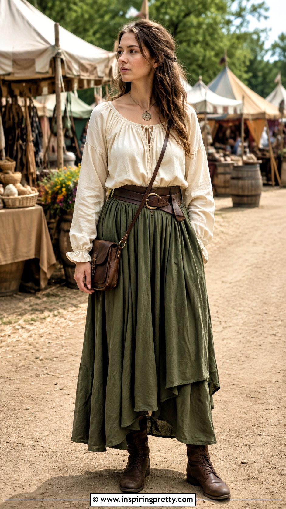 Medieval Peasant Top With Maxi Skirt - 25 Medieval Style Tops outfit ideas