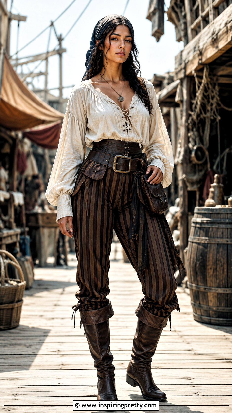 Medieval Pirate Top With Striped Trousers - 25 Medieval Style Tops outfit ideas