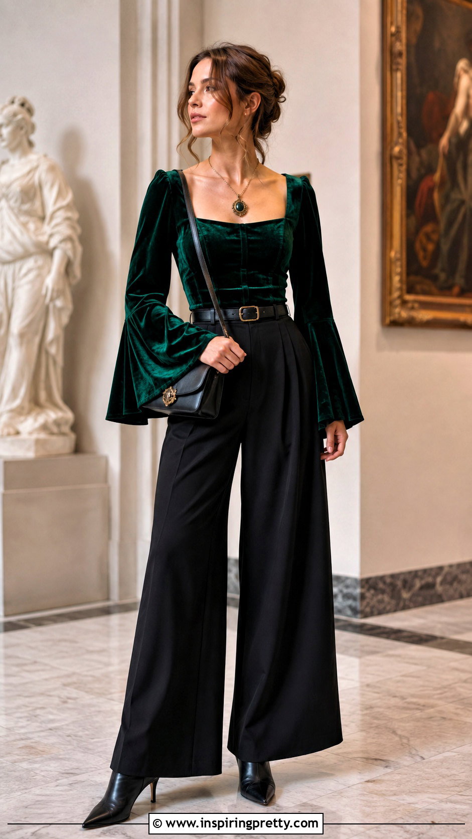 Medieval Velvet Top With Wide Leg Pants - 25 Medieval Style Tops outfit ideas