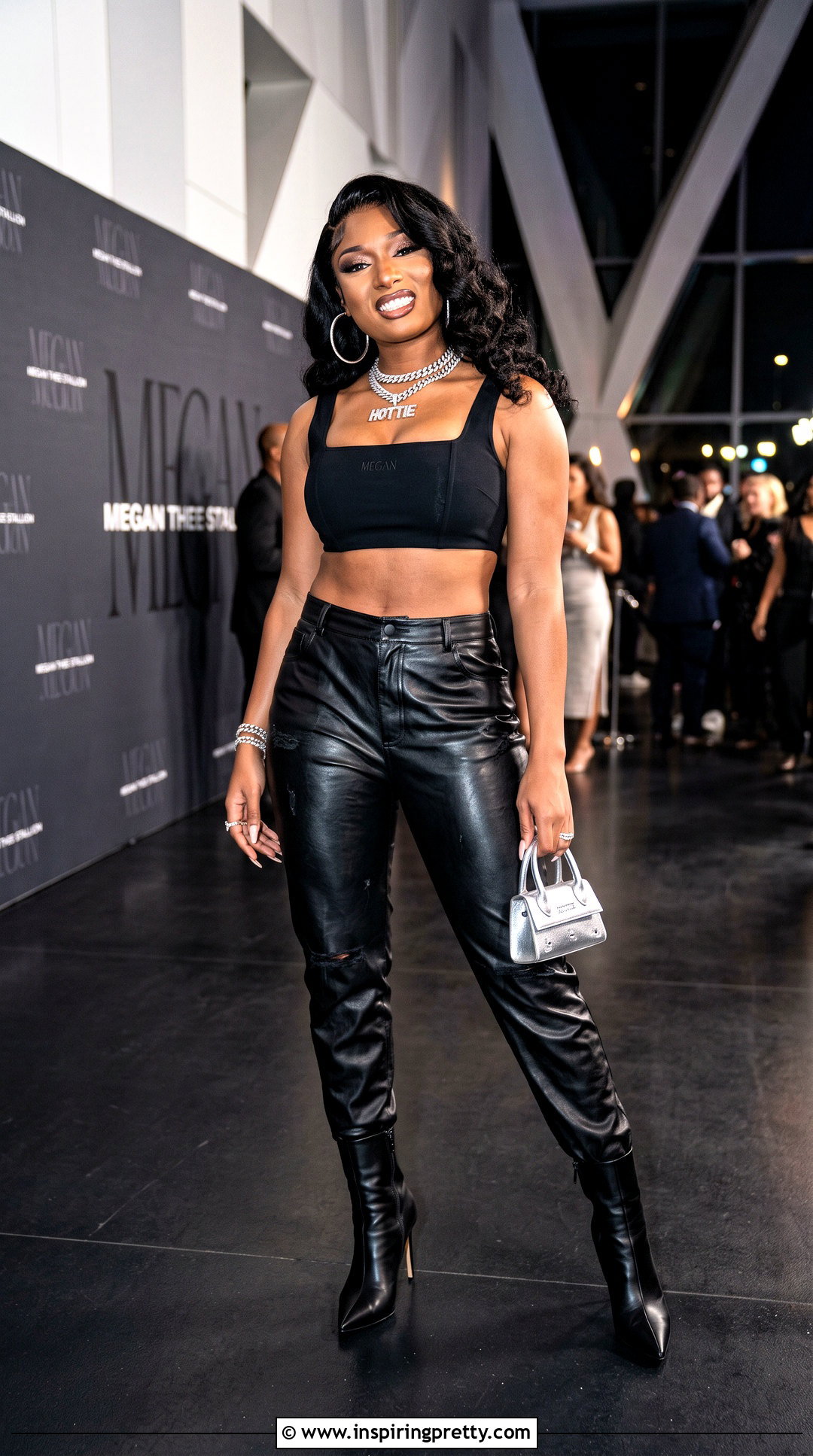 Megan Thee Stallion Black Crop Top And Leather Pants Outfit - 25 megan thee stallion crop top outfit ideas