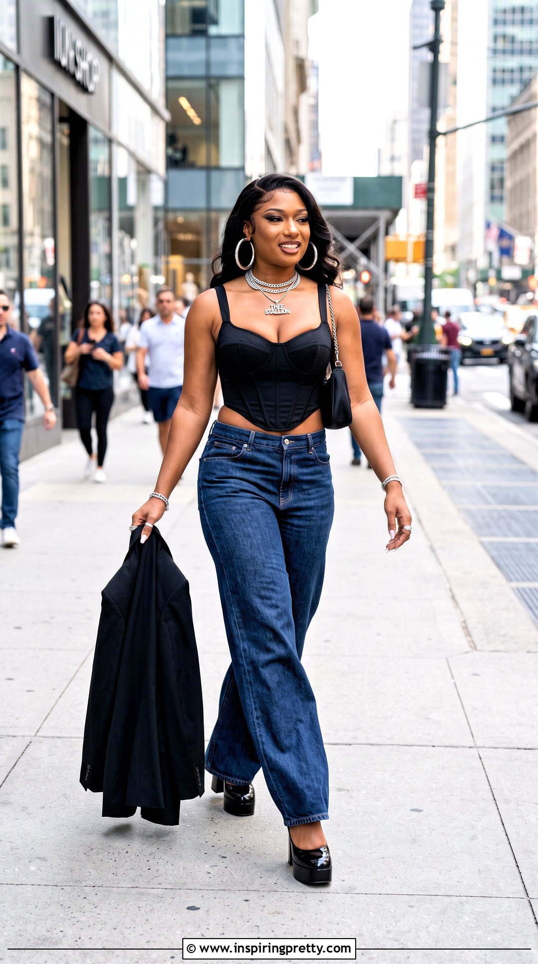 Megan Thee Stallion Corset Crop Top And Wide Leg Jeans Outfit - 25 megan thee stallion crop top outfit ideas