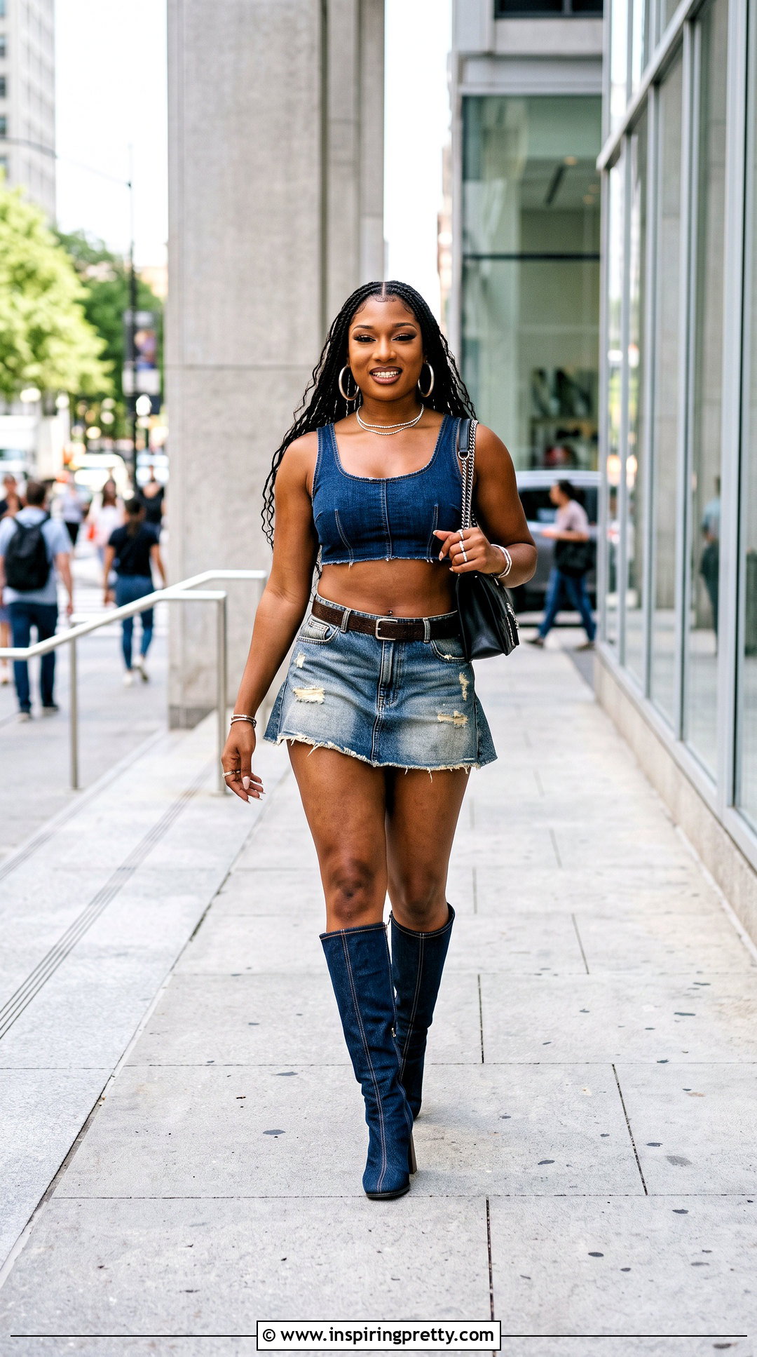 Megan Thee Stallion Denim Crop Top And Mini Skirt Outfit - 25 megan thee stallion crop top outfit ideas