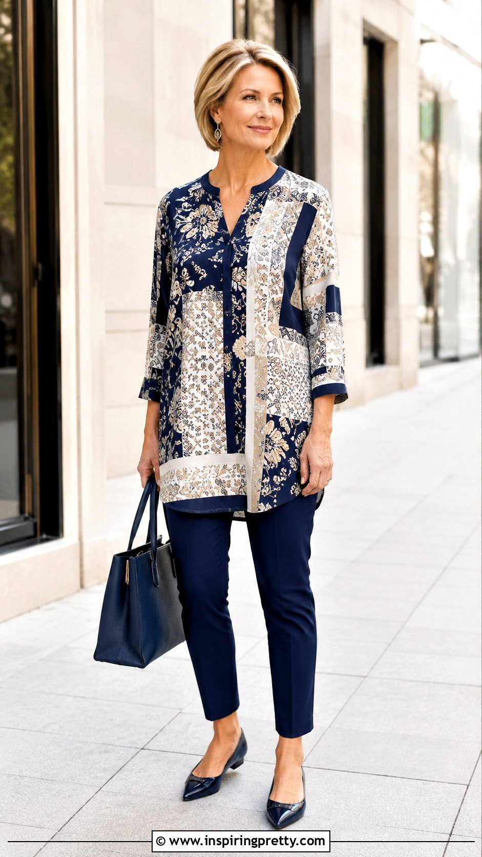 Melanie Lyne Printed Tunic With Slim Pants - 20 melanie lyne tops outfit ideas