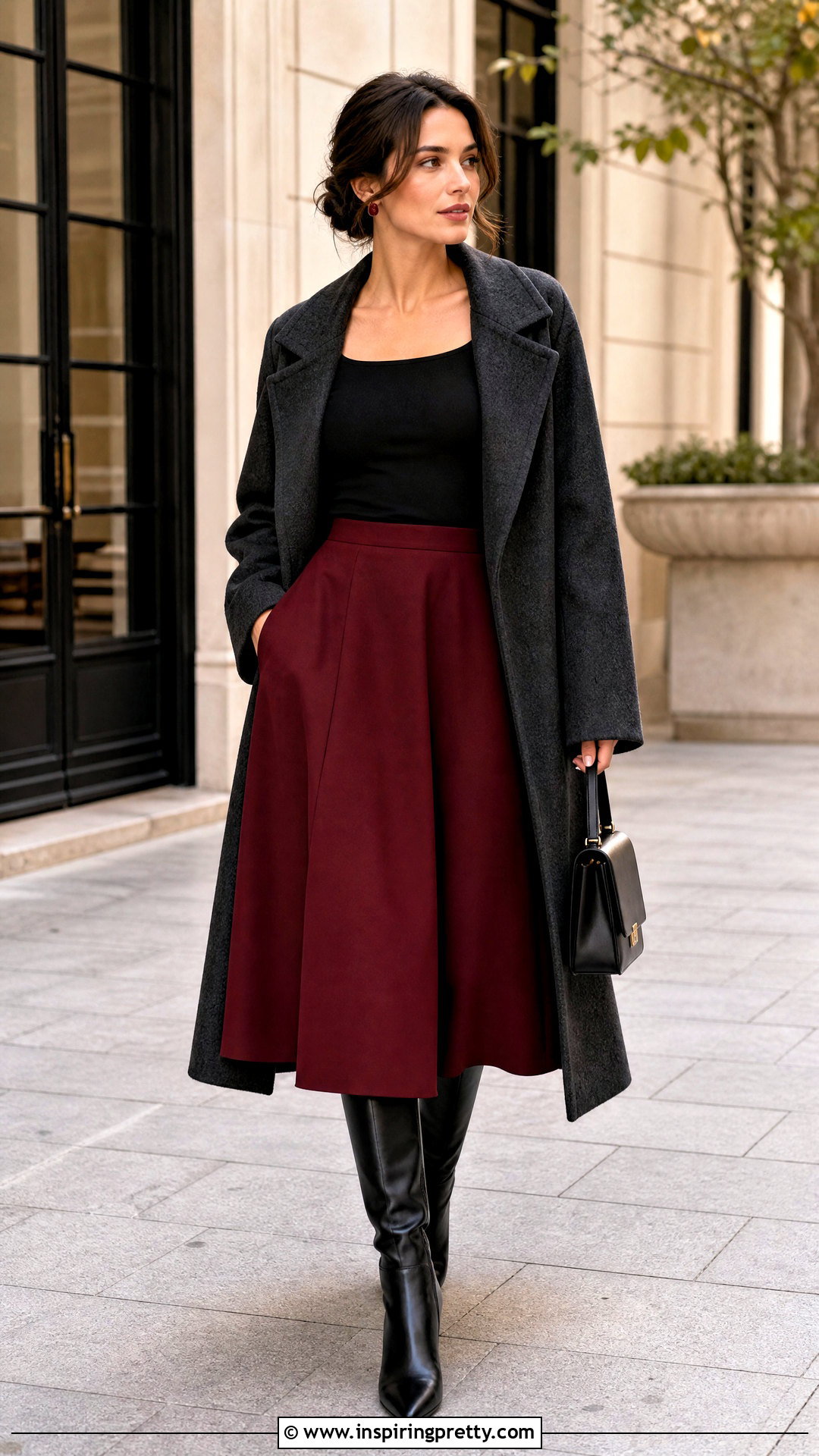 Melissa Top With Burgundy Midi Skirt - 20 melissa top outfit ideas