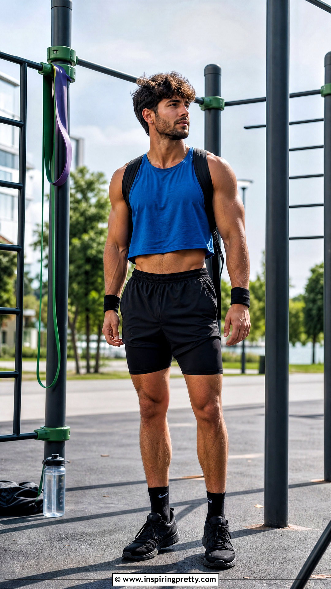 Mens Calisthenics Crop Tank With Split Shorts - 20 mens workout crop tops