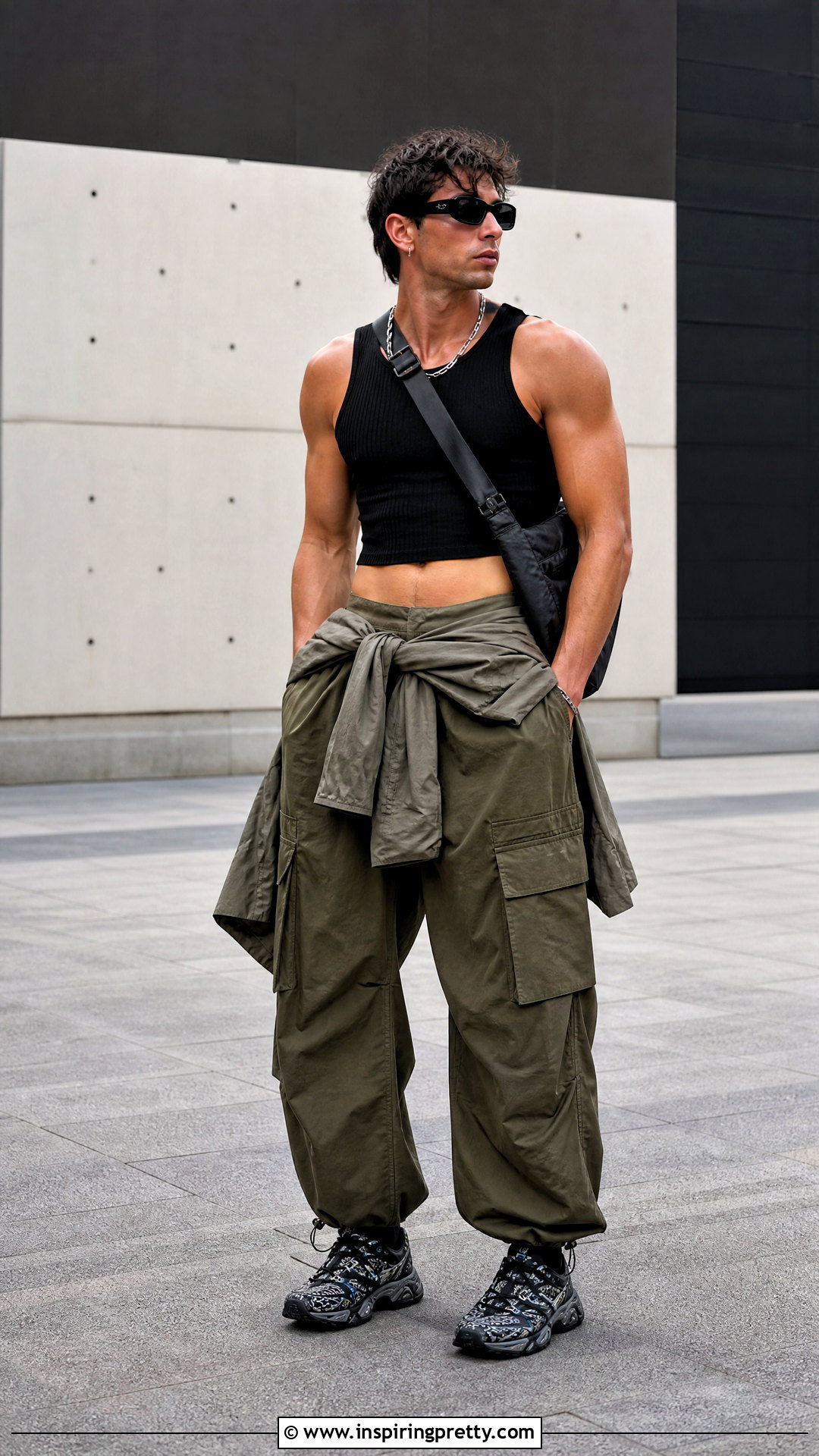 Mens Crop Top With Cargo Pants - 50 men crop top outfit ideas