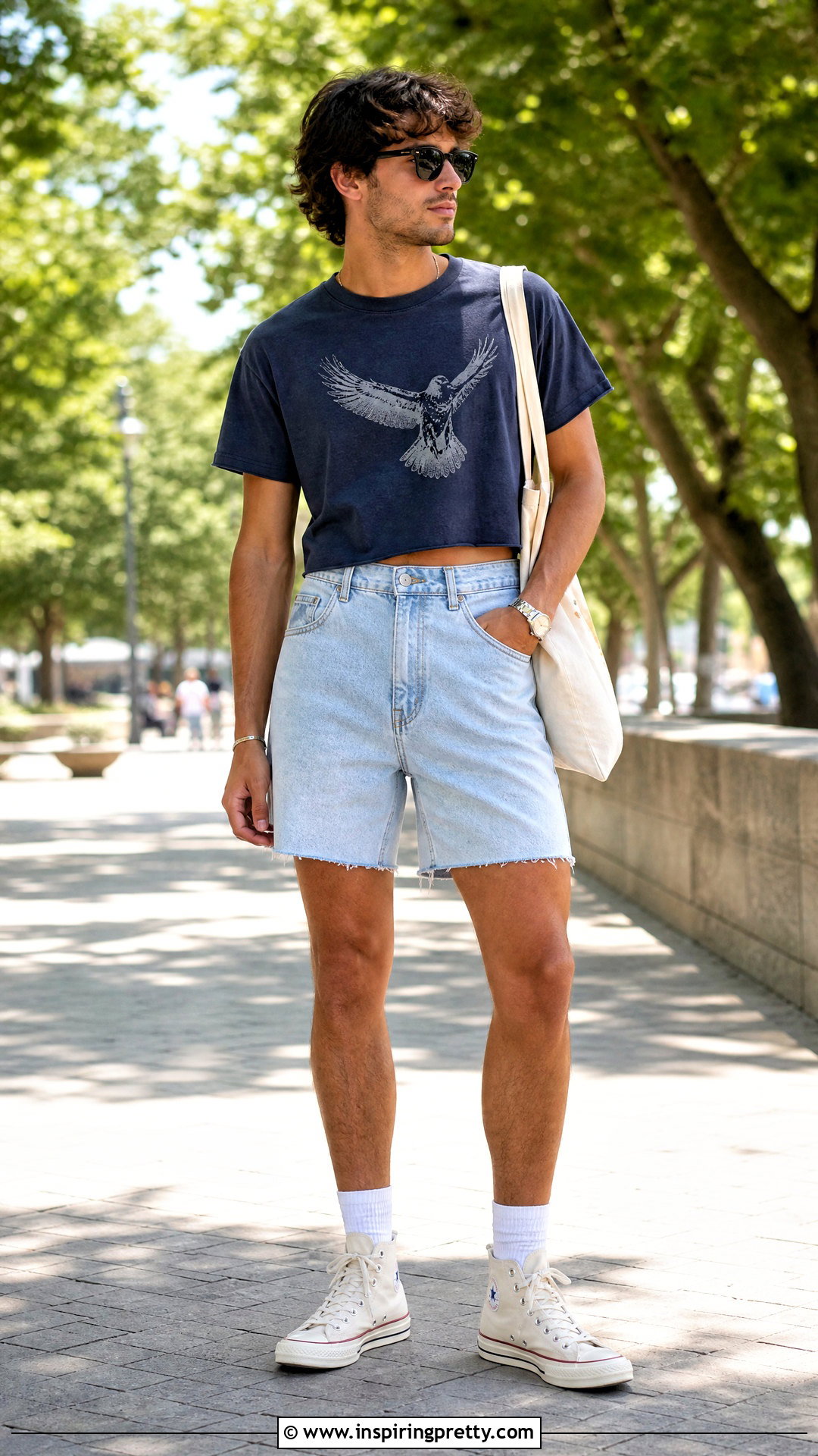 Mens Crop Top With Denim Shorts - 20 men's crop top outfit ideas