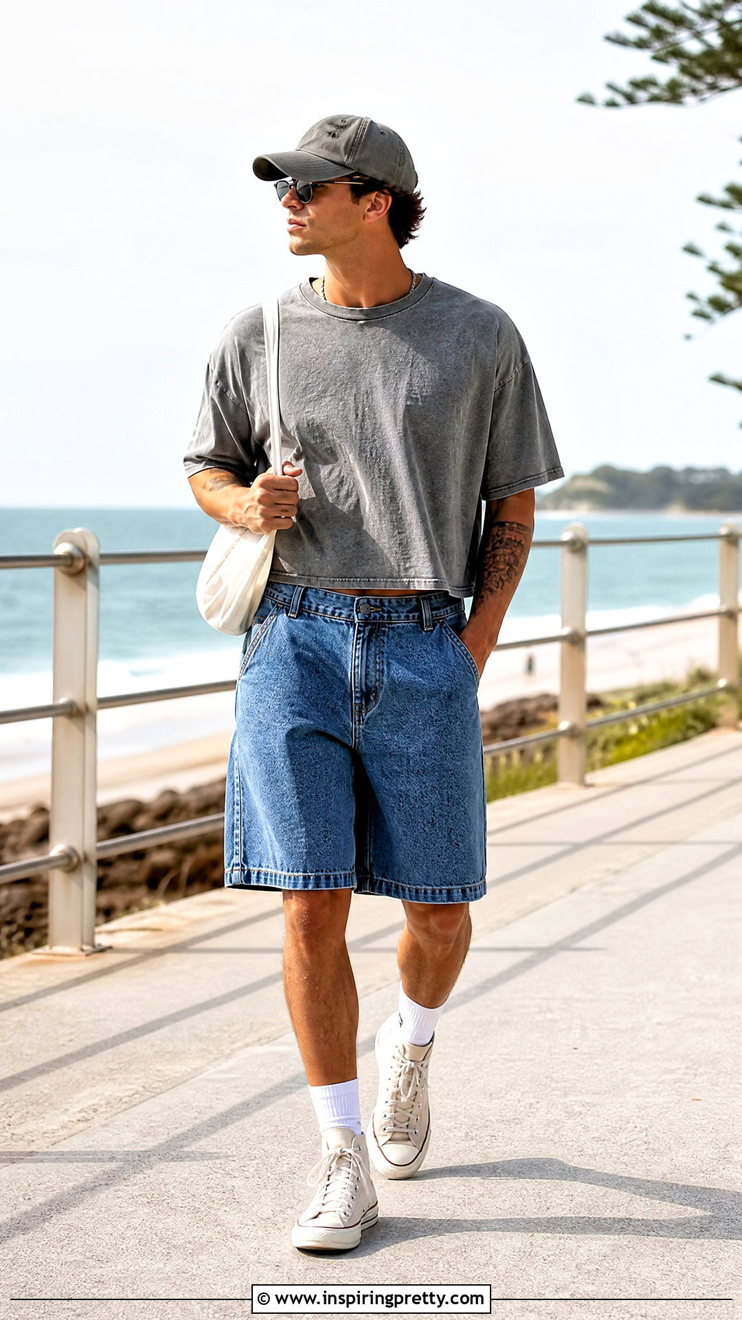 Mens Crop Top With Denim Shorts - 50 men crop top outfit ideas