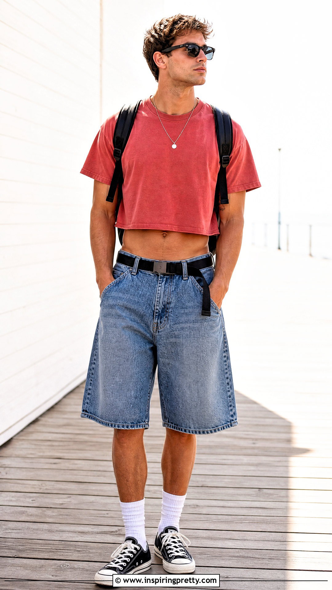 Mens Crop Top With Denim Shorts - 20 Aesthetic Crop Top Outfits Men