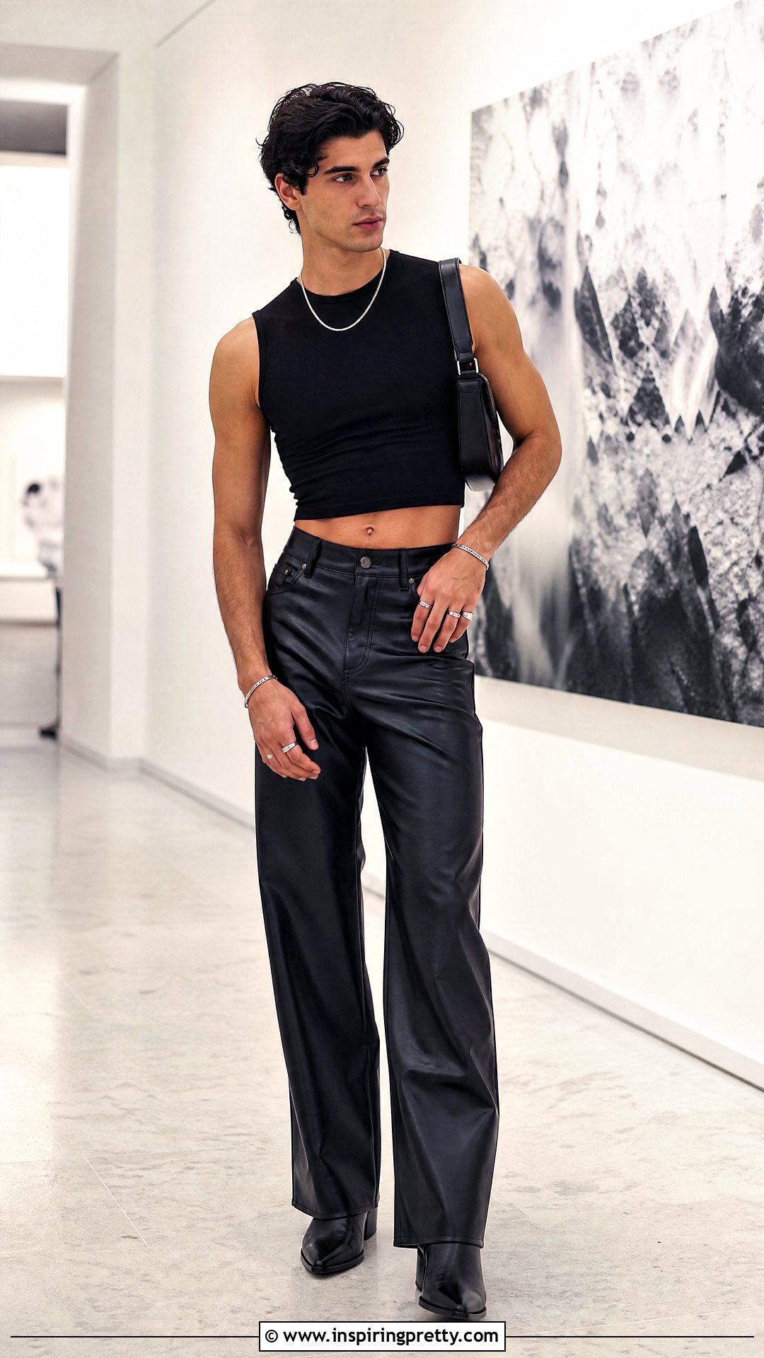 Mens Crop Top With Leather Pants - 50 men crop top outfit ideas