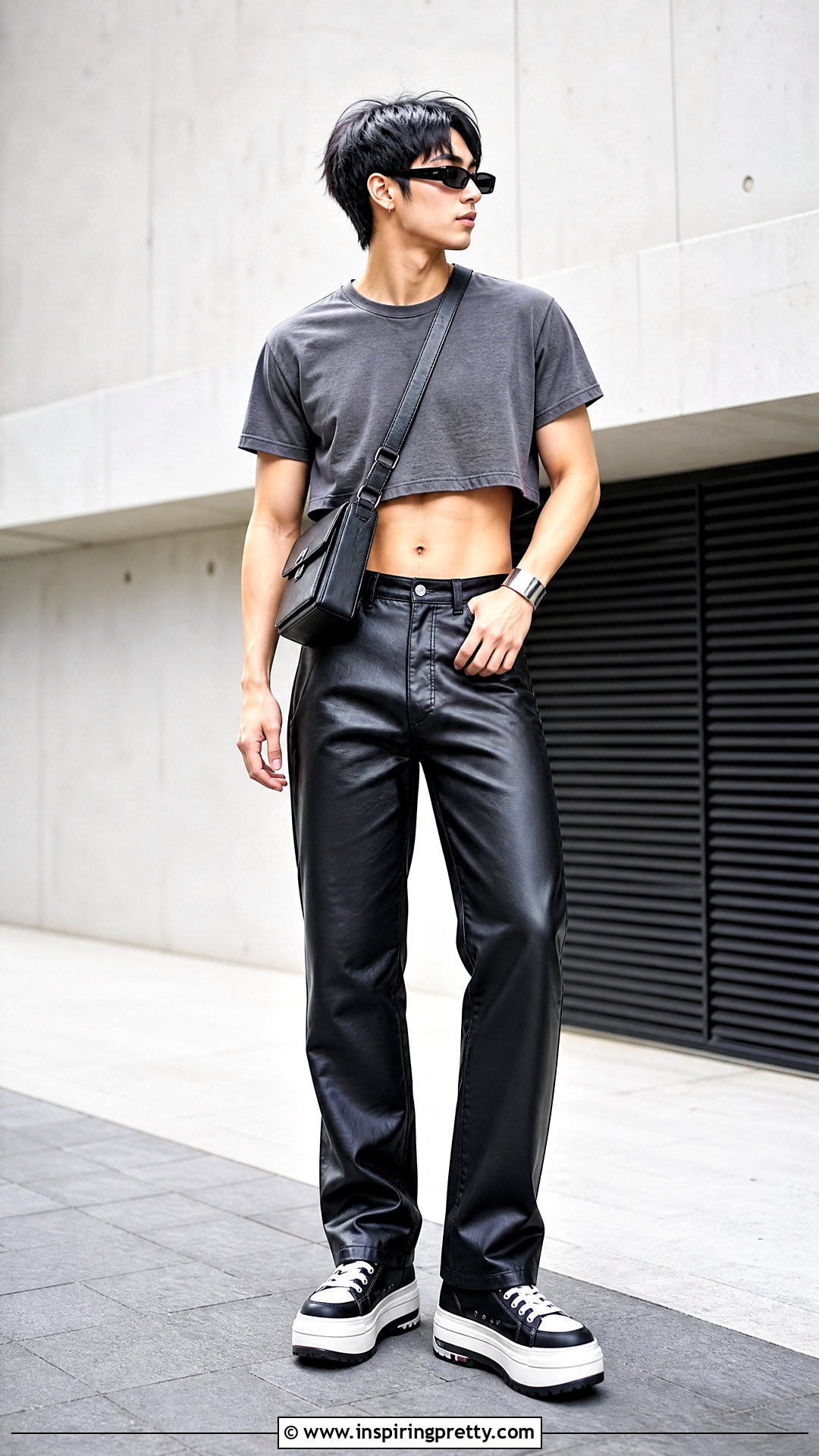 Mens Crop Top With Leather Pants - 20 Aesthetic Crop Top Outfits Men