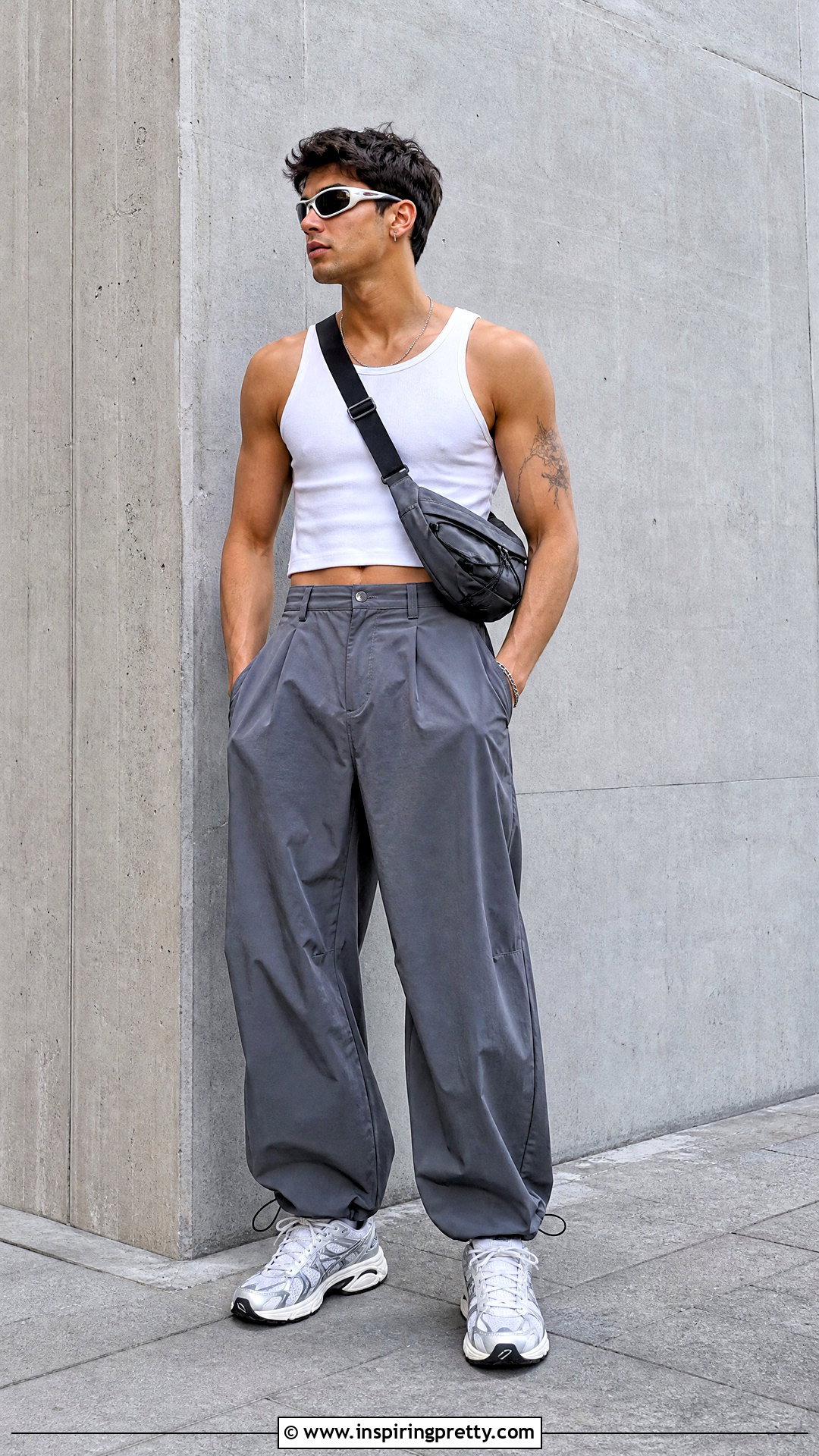 Mens Crop Top With Parachute Pants - 50 men crop top outfit ideas