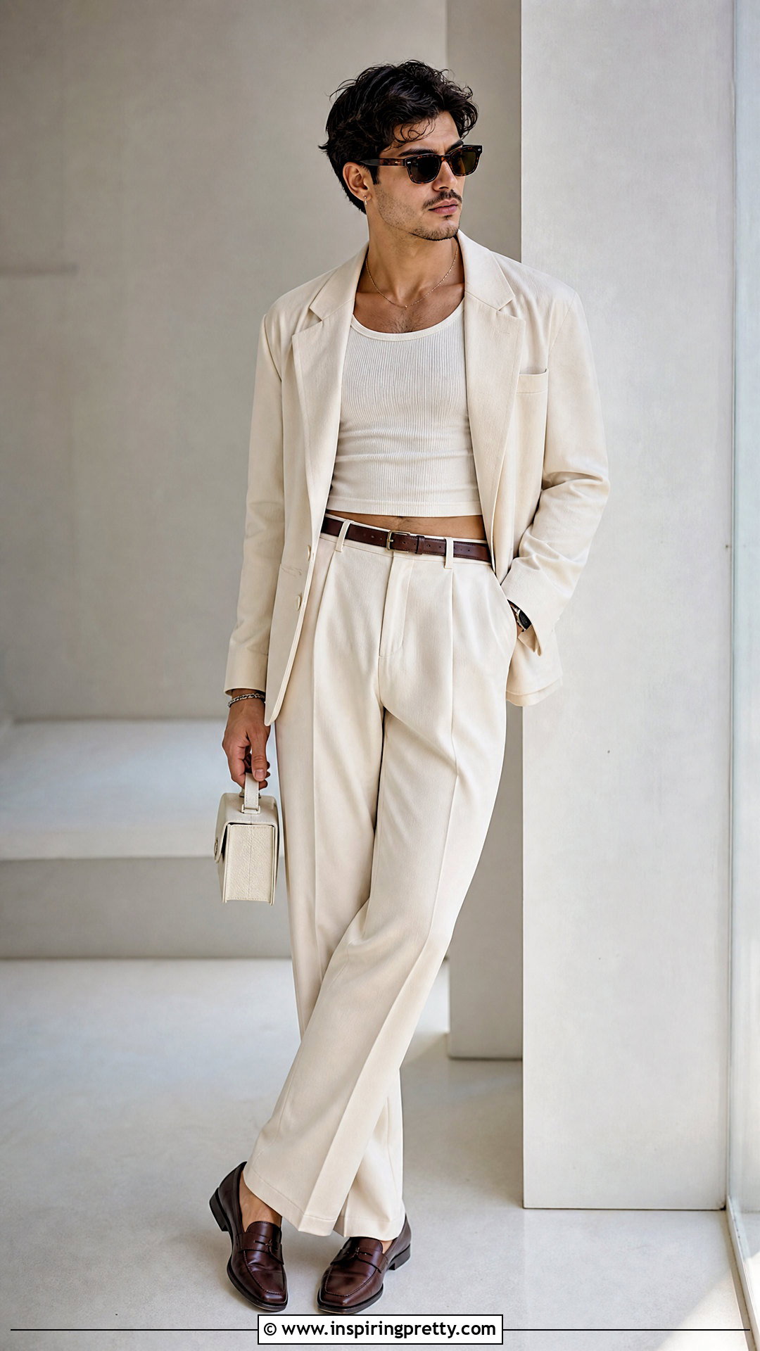 Mens Crop Top With a Blazer - 50 men crop top outfit ideas