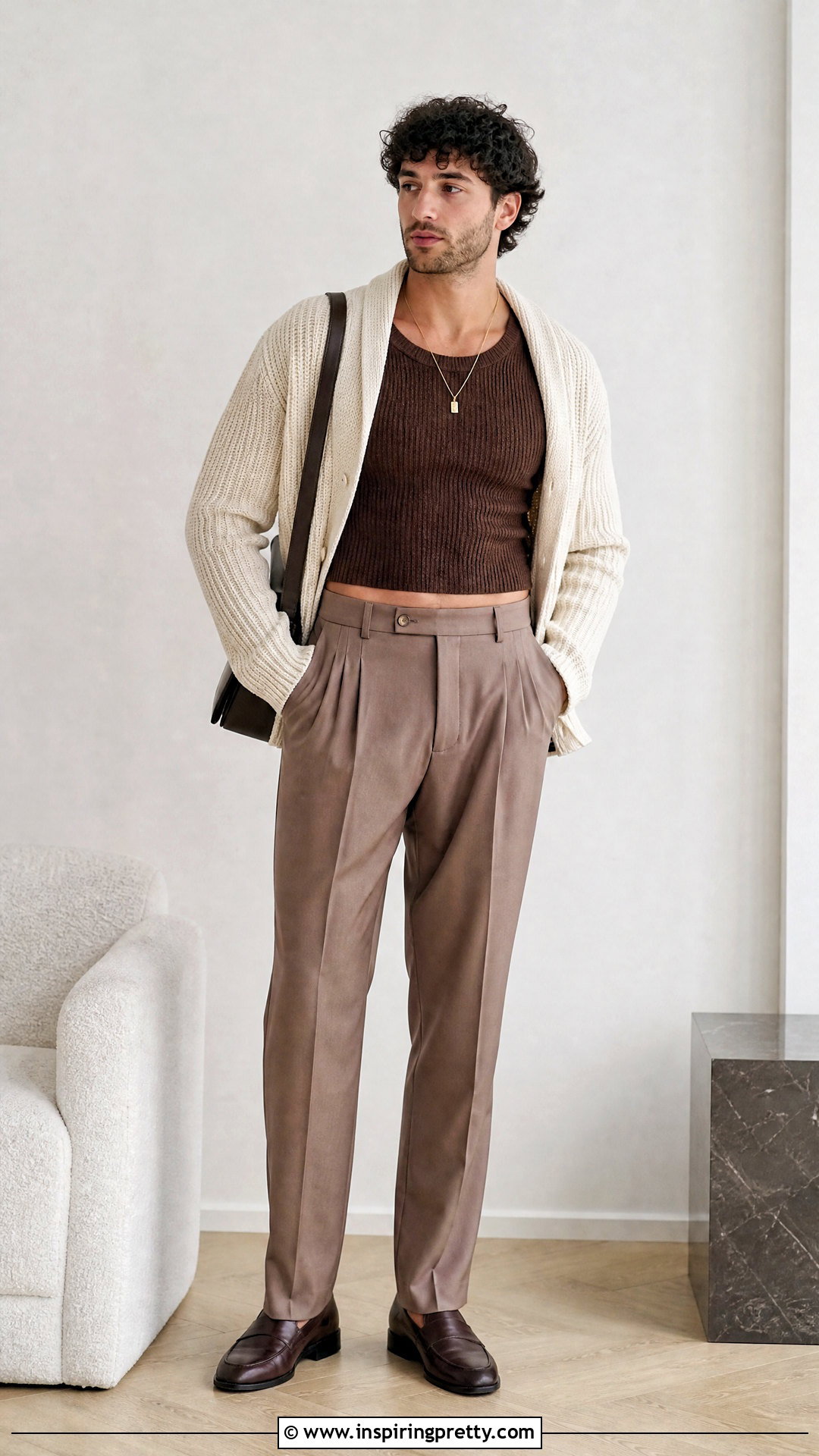 Mens Crop Top With a Cardigan - 50 men crop top outfit ideas